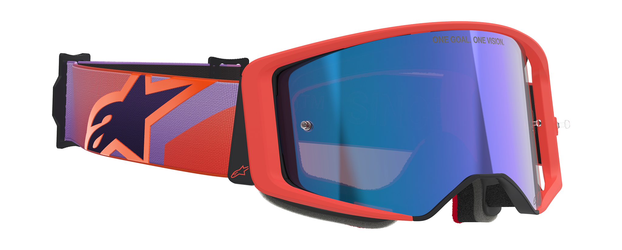Alpinestars Motocross Goggle Supertech Corp - Hot Coral / Purple - Mirror Blue