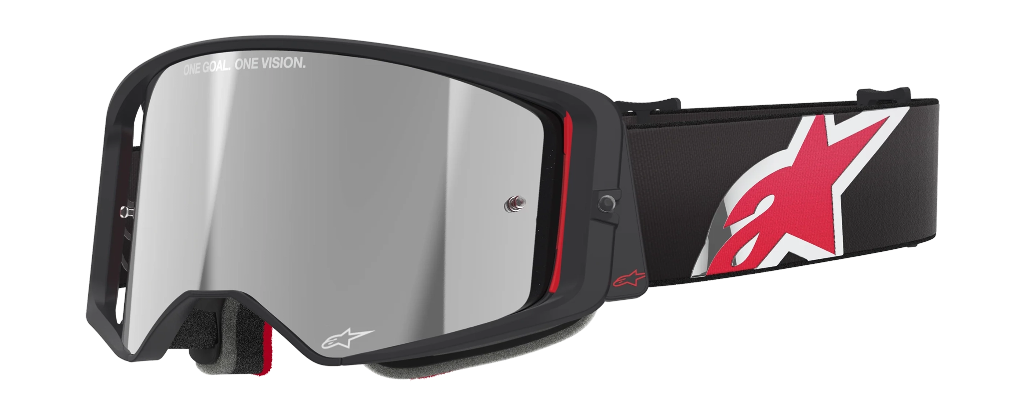 Alpinestars Motocross Goggle Supertech Corp - Black / Red - Mirror Silver