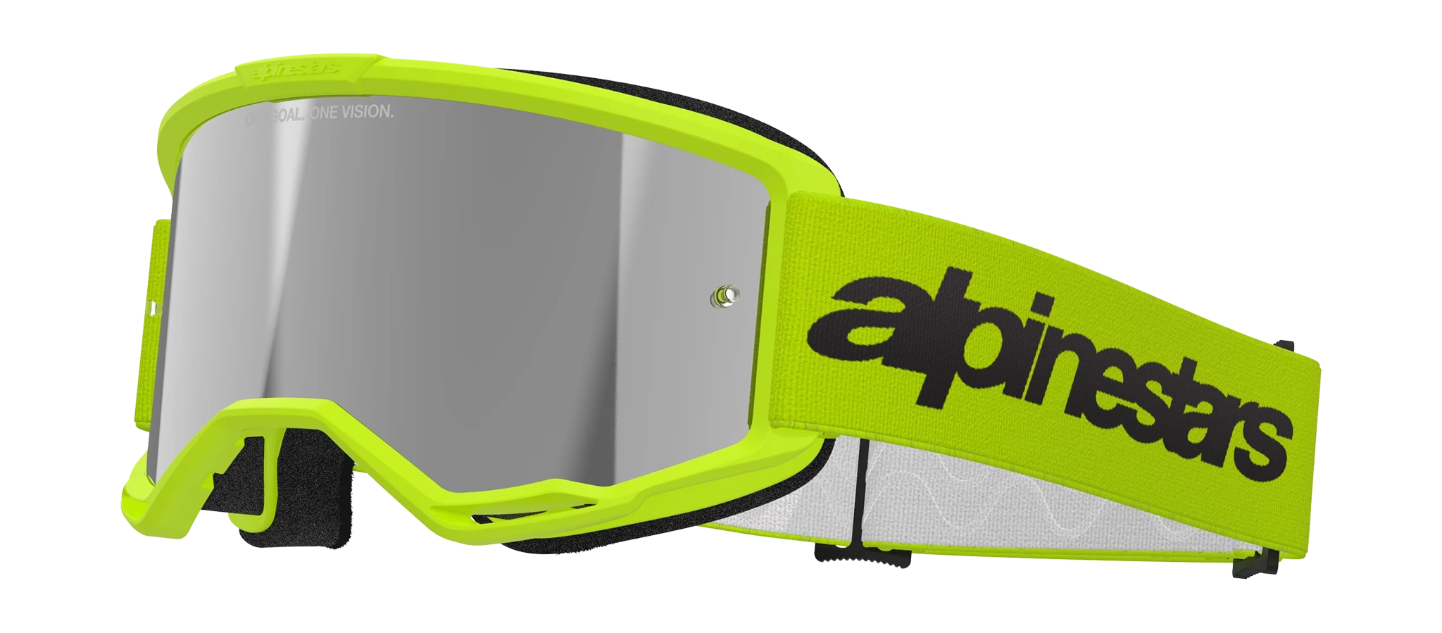 Alpinestars Motocross Goggle Vision 3 Wordmark - Fluo Yellow - Mirror Silver