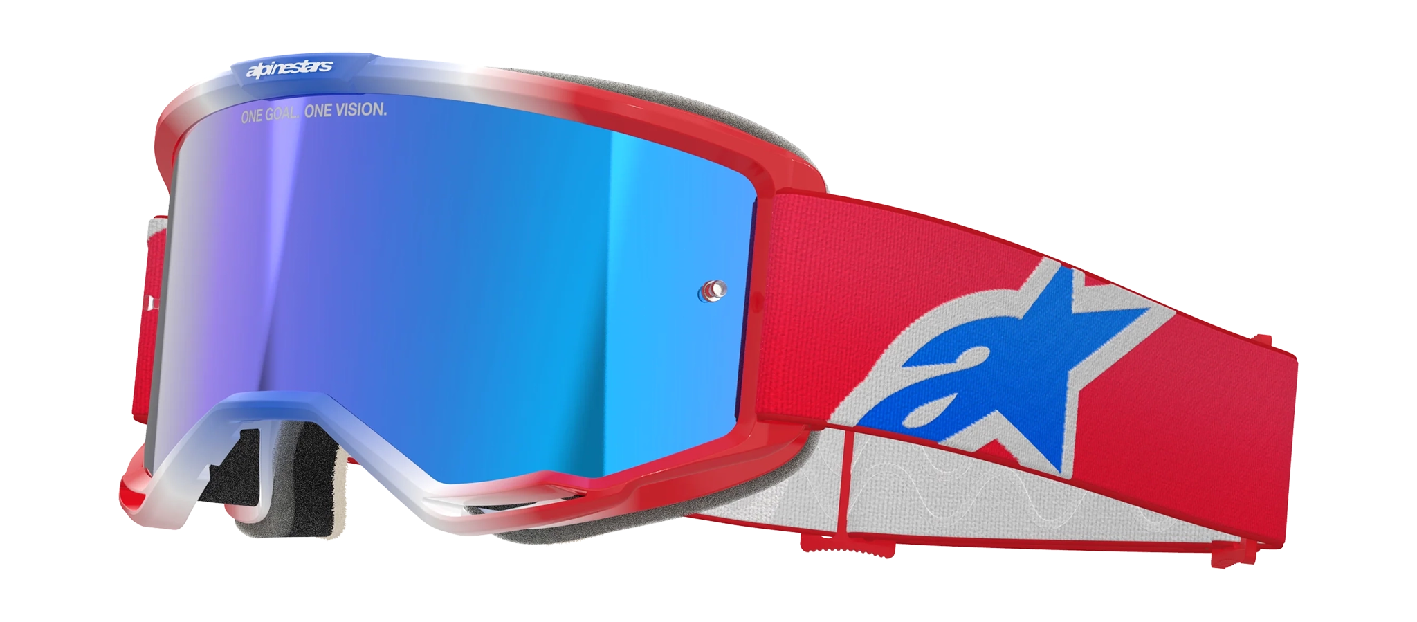 Alpinestars Motocross Goggle Vision 5 Corp - Red / White / Blue - Mirror Blue