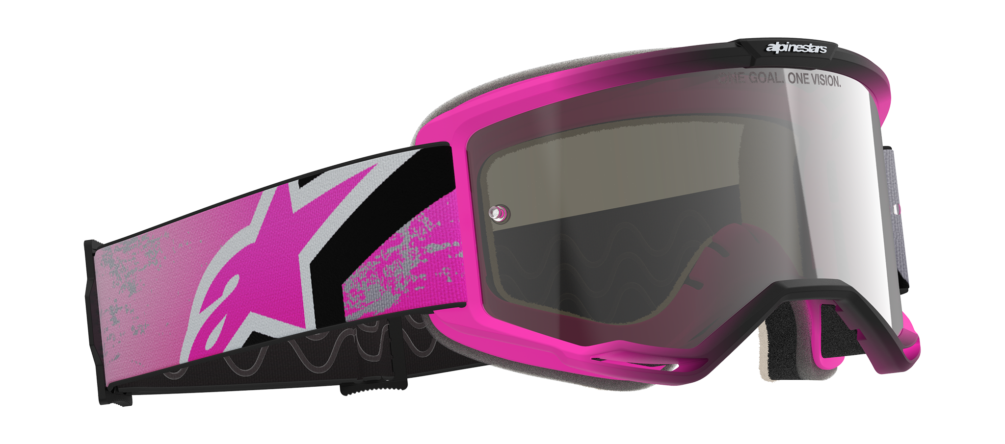 Alpinestars Motocross Goggle Vision 5 Lahnd - Iron / Fluo Pink - Mirror Silver