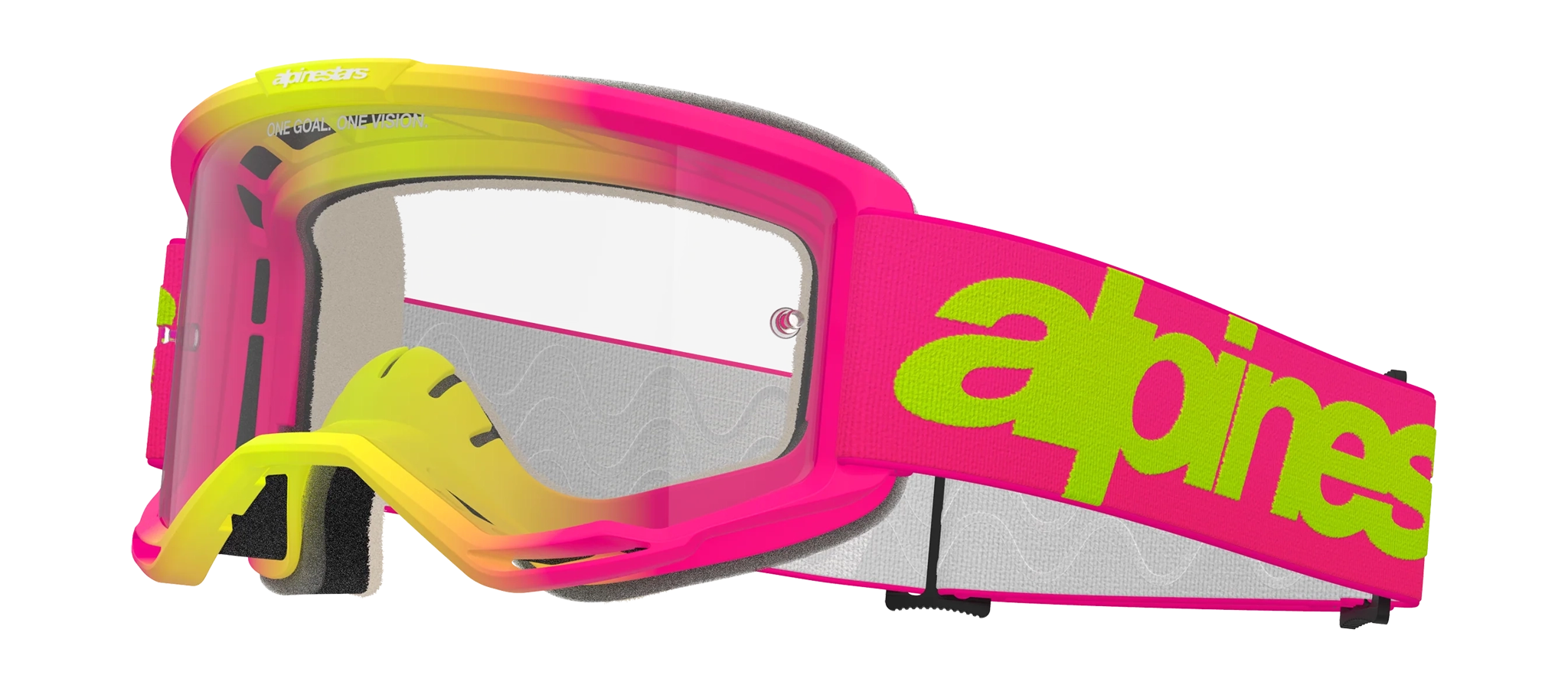 Alpinestars Motocross Goggle Vision 5 Wordmark - Pink / Fluo Yellow - Clear