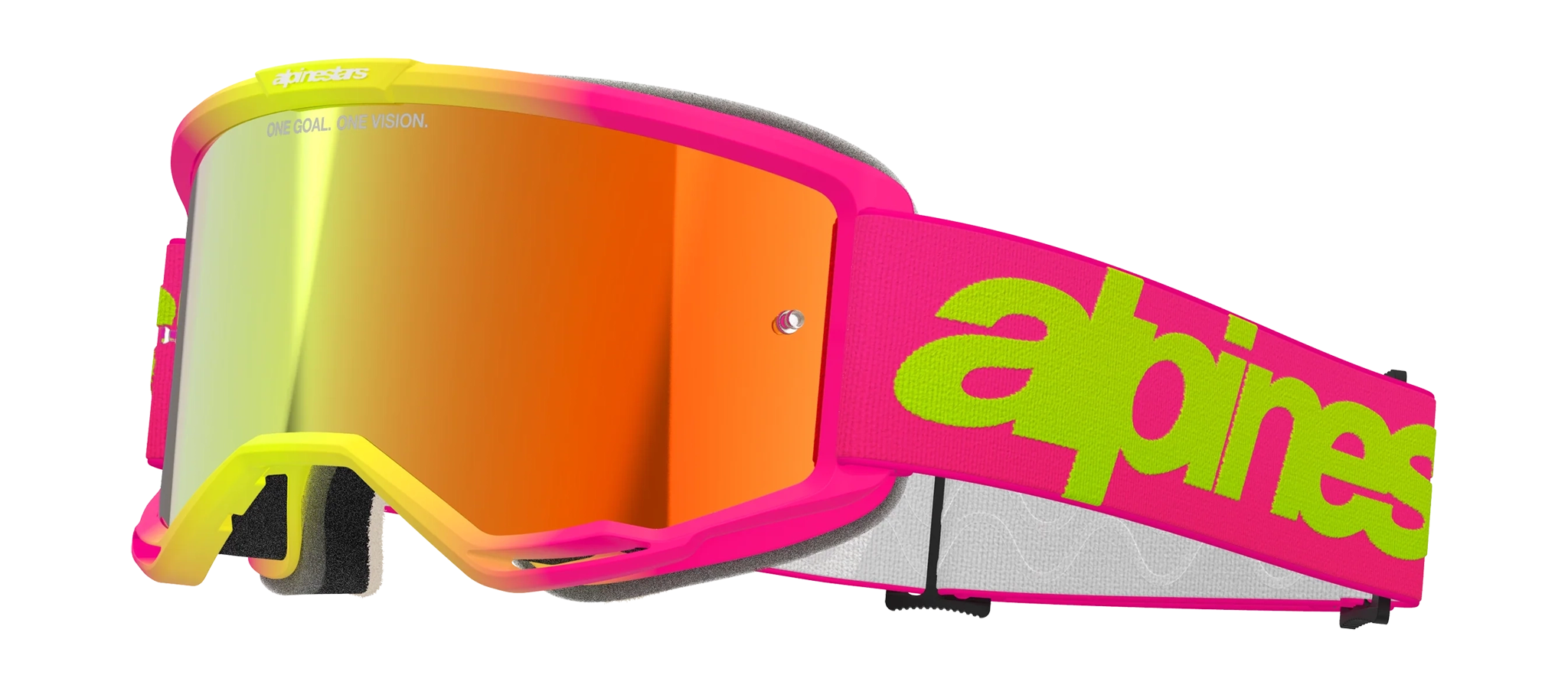 Alpinestars Motocross Goggle Vision 5 Wordmark - Pink / Fluo Yellow - Mirror Red