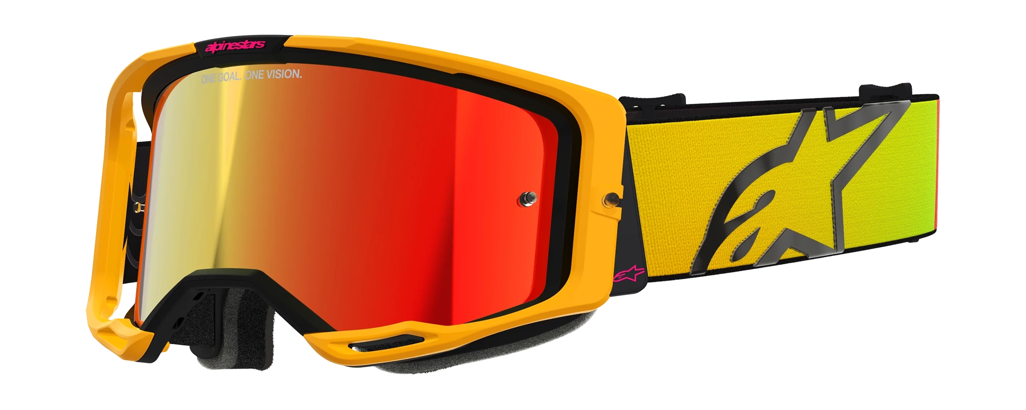Alpinestars Motocross Goggle Vision 8 Corp - Yellow / Pink - Mirror Red