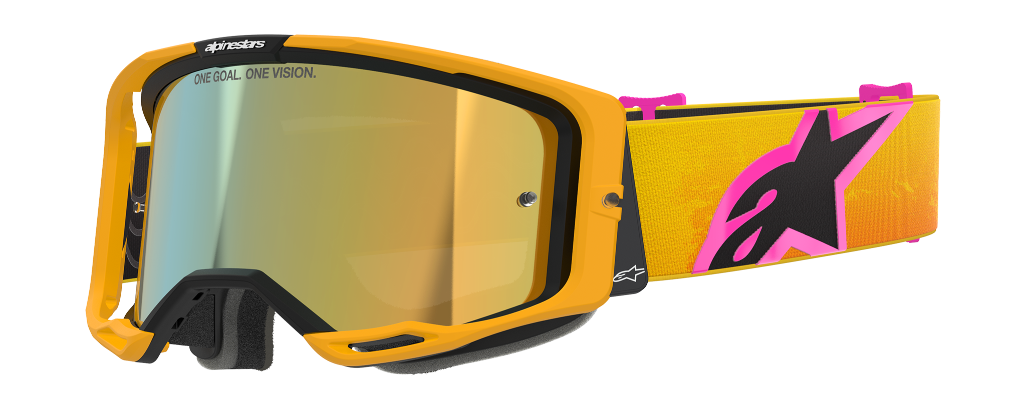 Alpinestars Motocross Goggle Vision 8 Corp - Orange / Yellow / Pink - Mirror Gold