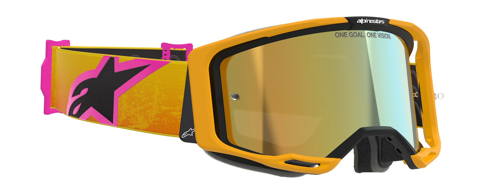 Alpinestars Motocross Goggle Vision 8 Corp - Orange / Yellow / Pink - Mirror Gold