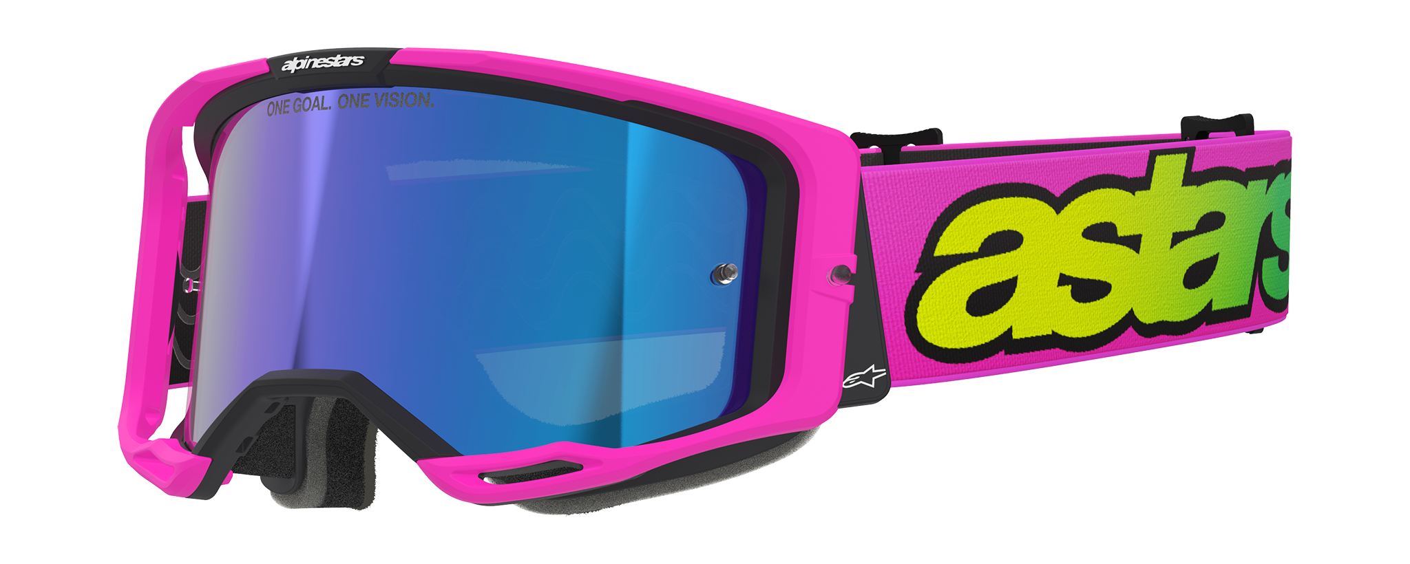 Alpinestars Motocross Goggle Vision 8 Vista - Fluo Pink / Fluo Yellow - Mirror Blue