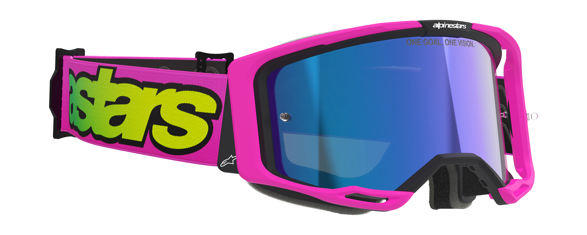 Alpinestars Motocross Goggle Vision 8 Vista - Fluo Pink / Fluo Yellow - Mirror Blue