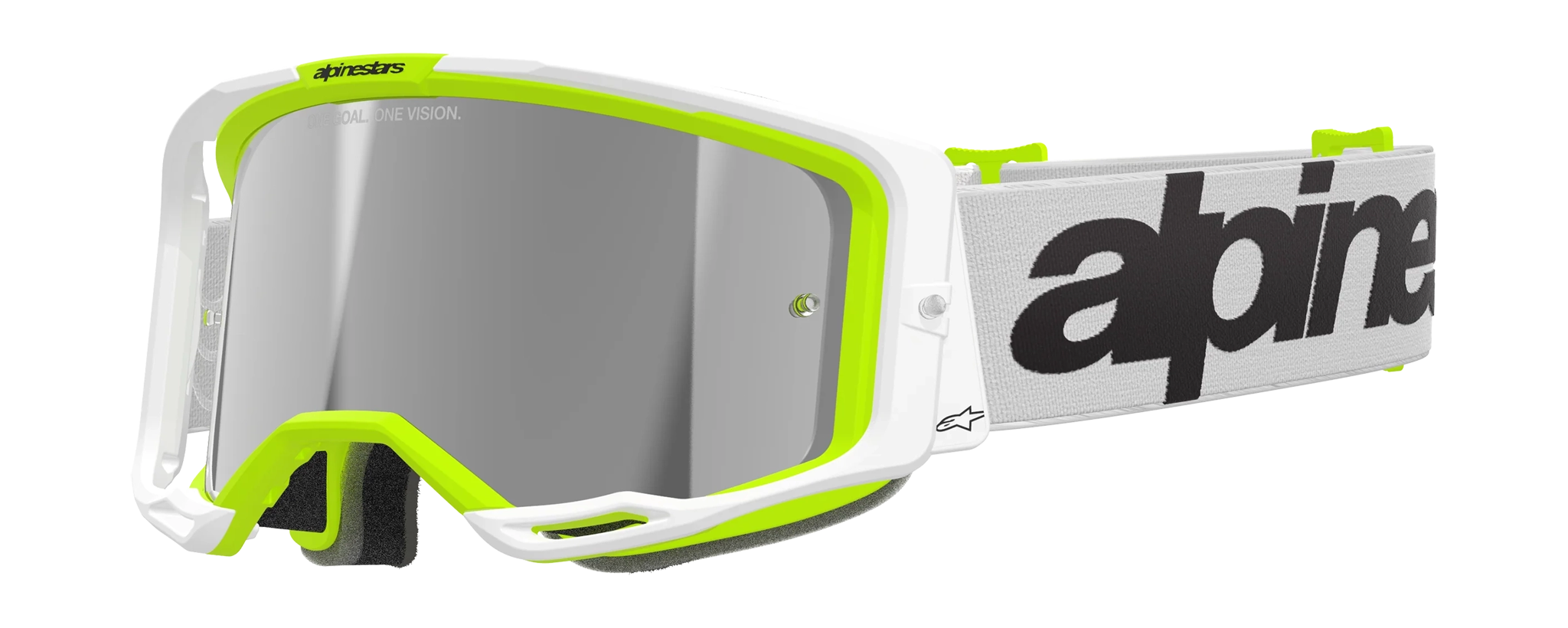Alpinestars Motocross Goggle Vision 8 Wordmark - White / Fluo Yellow - Mirror Silver