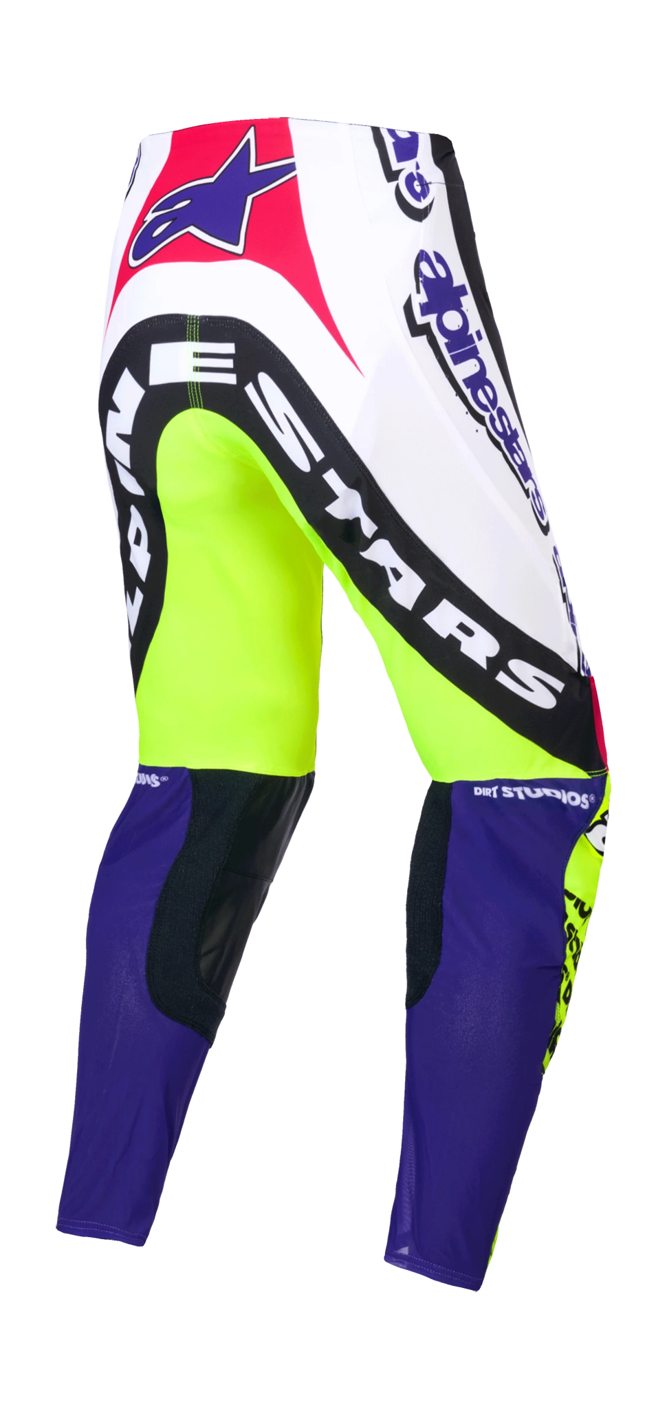 Alpinestars Motocross Pants Supertech LE Dirt Studios - White / Purple / Yellow Fluo