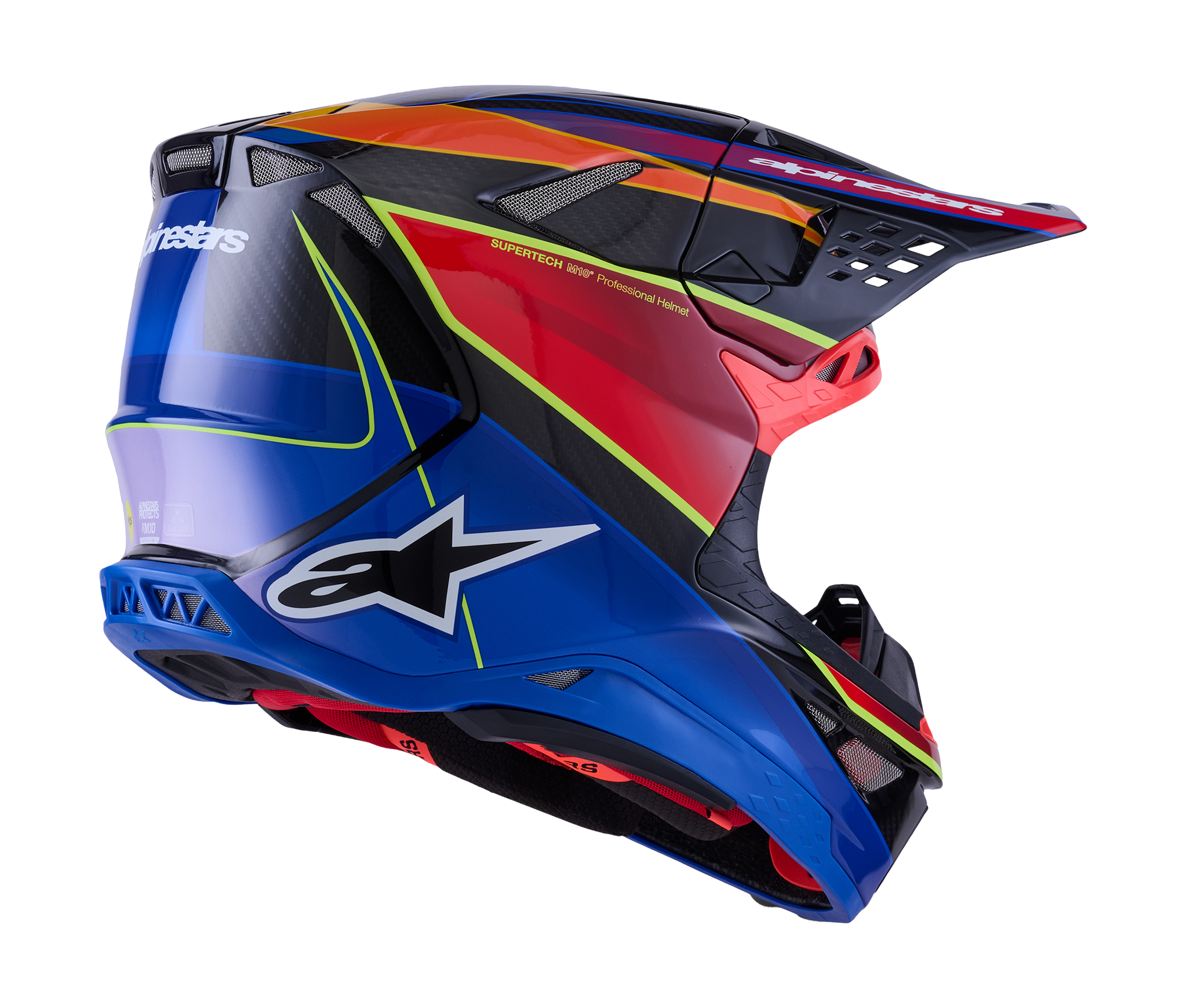 Alpinestars Motocross Helmet S-M10 Era - Blue / Red / Fluo Yellow