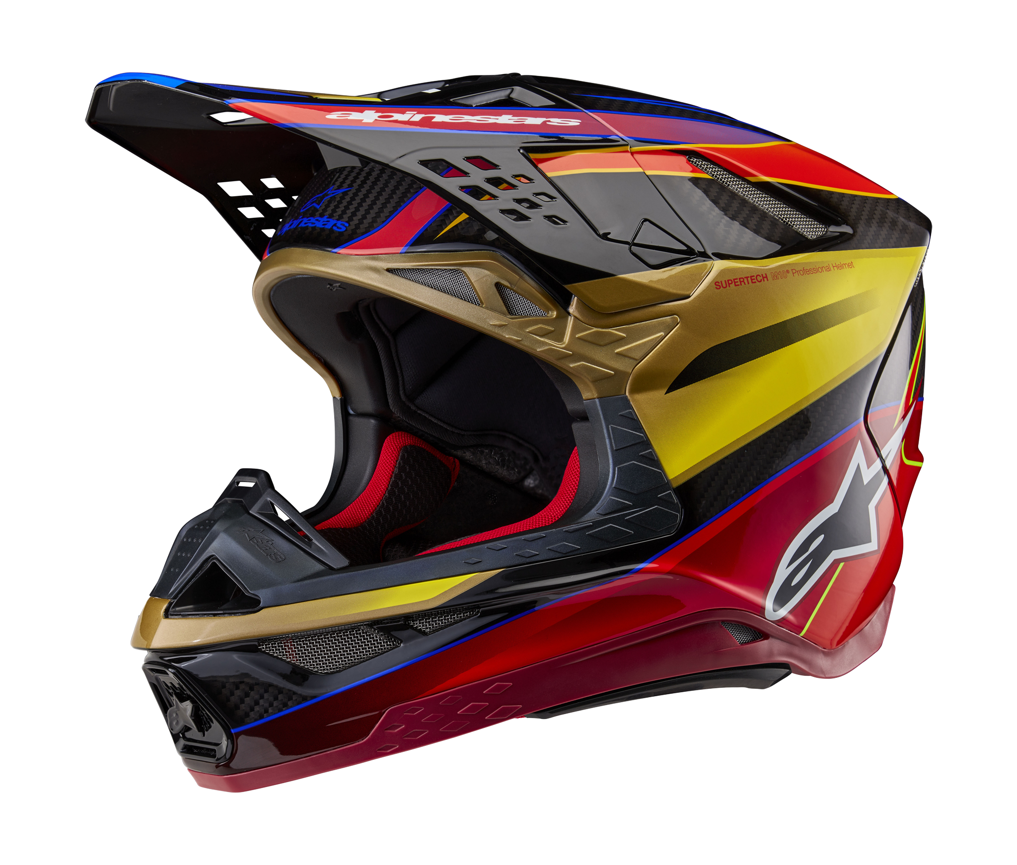 Alpinestars Motocross Helmet S-M10 Era - Gloss Goud / Yellow / Rio Red