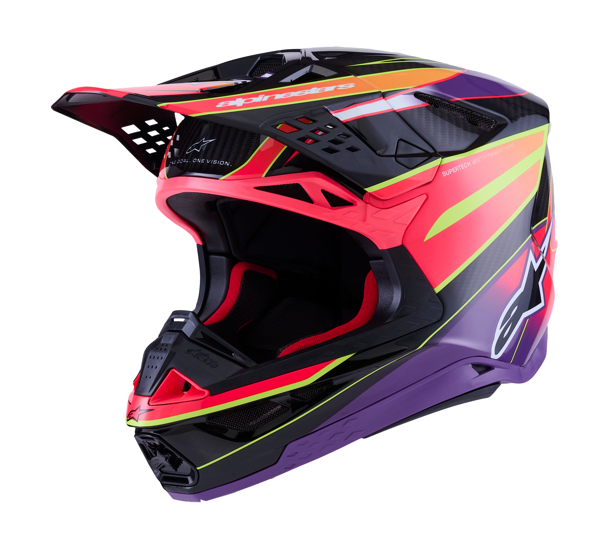 Alpinestars Motocross Helmet S-M10 Era - Pink / Violet / Fluo Yellow