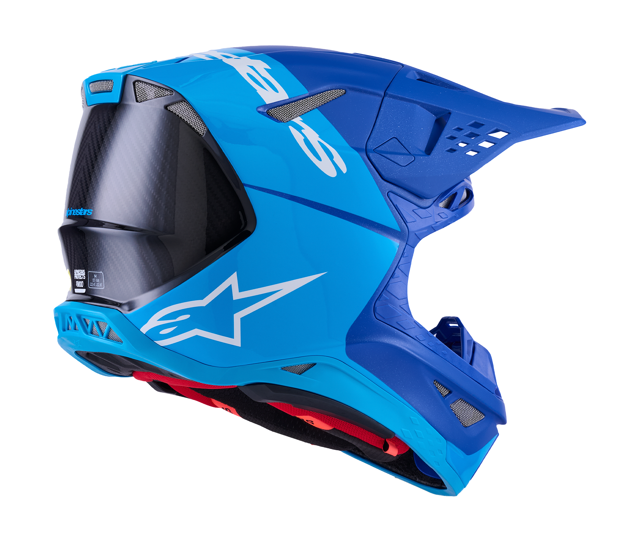 Alpinestars Motocross Helmet S-M10 Flood - Met Blue / Black / Carbon