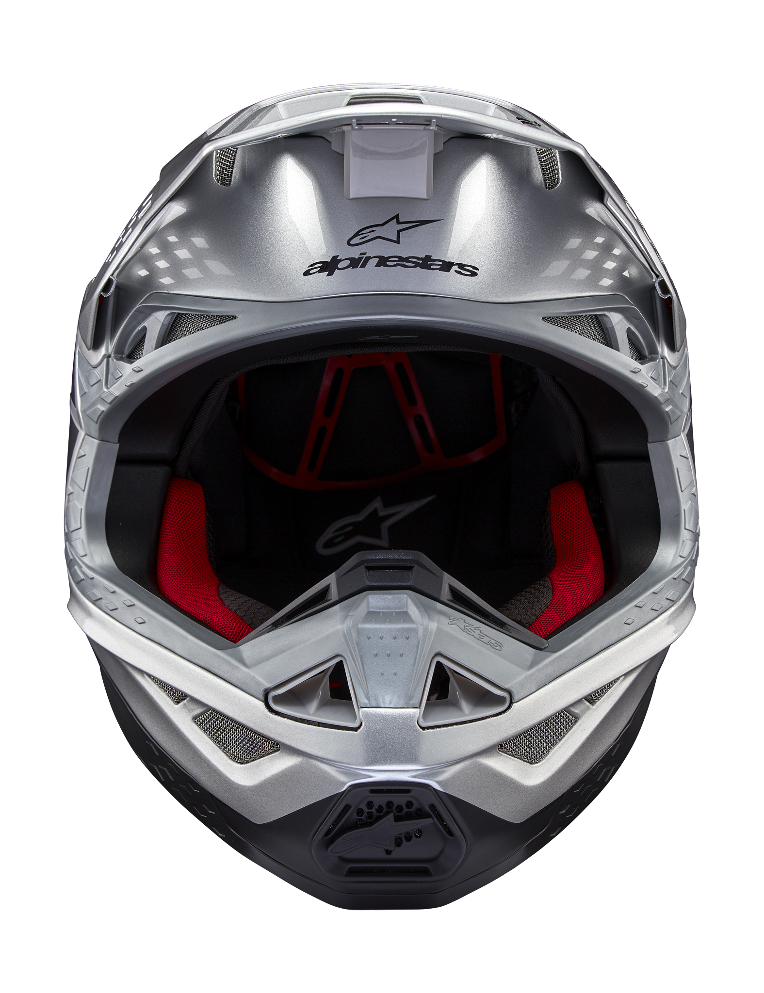 Alpinestars Motocross Helmet S-M10 Flood - Silver / Black / Fluo Orange
