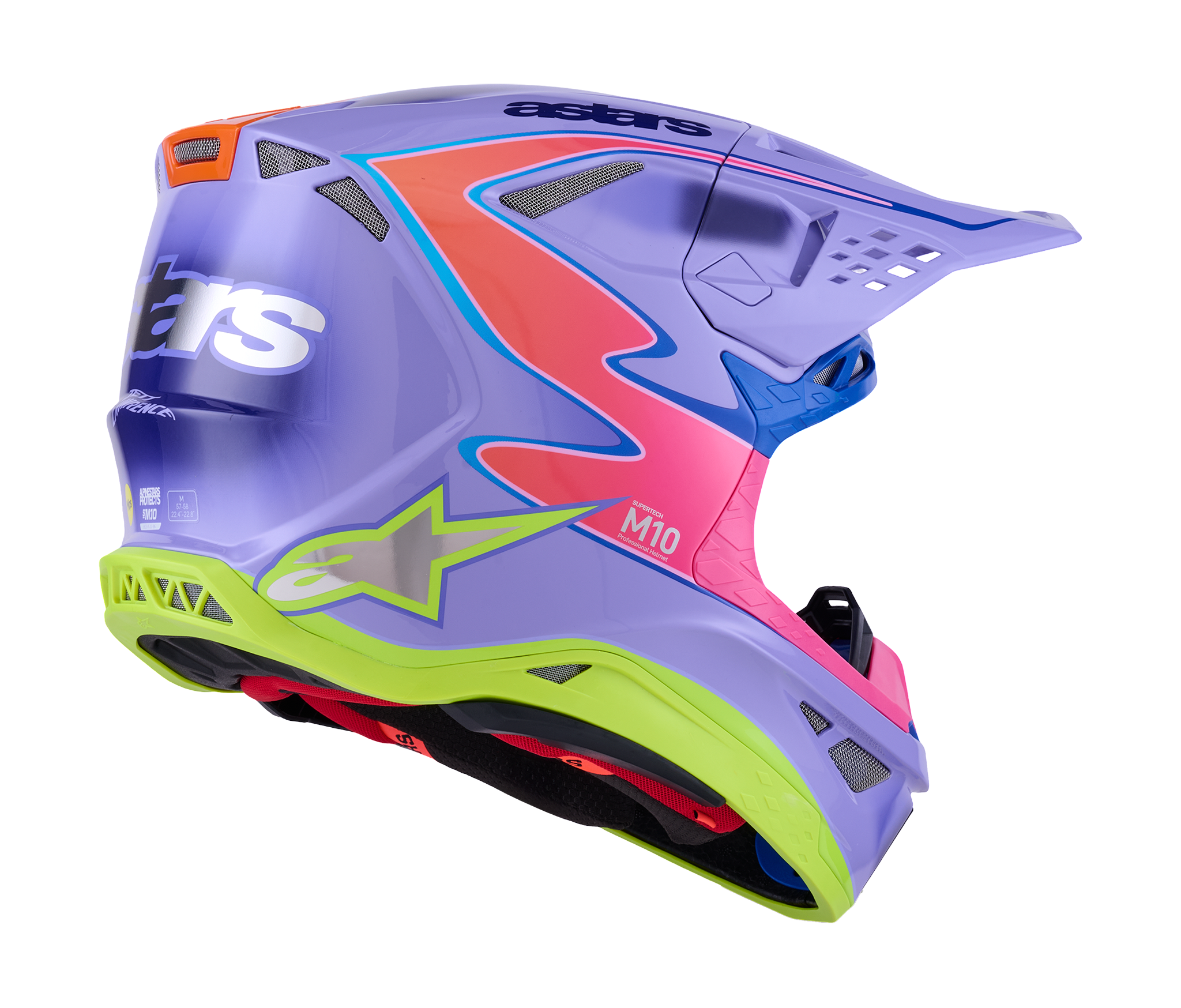 Alpinestars Motocross Helmet S-M10 Jett Lawrence - Purple / Fluo Pink / Fluo Yellow