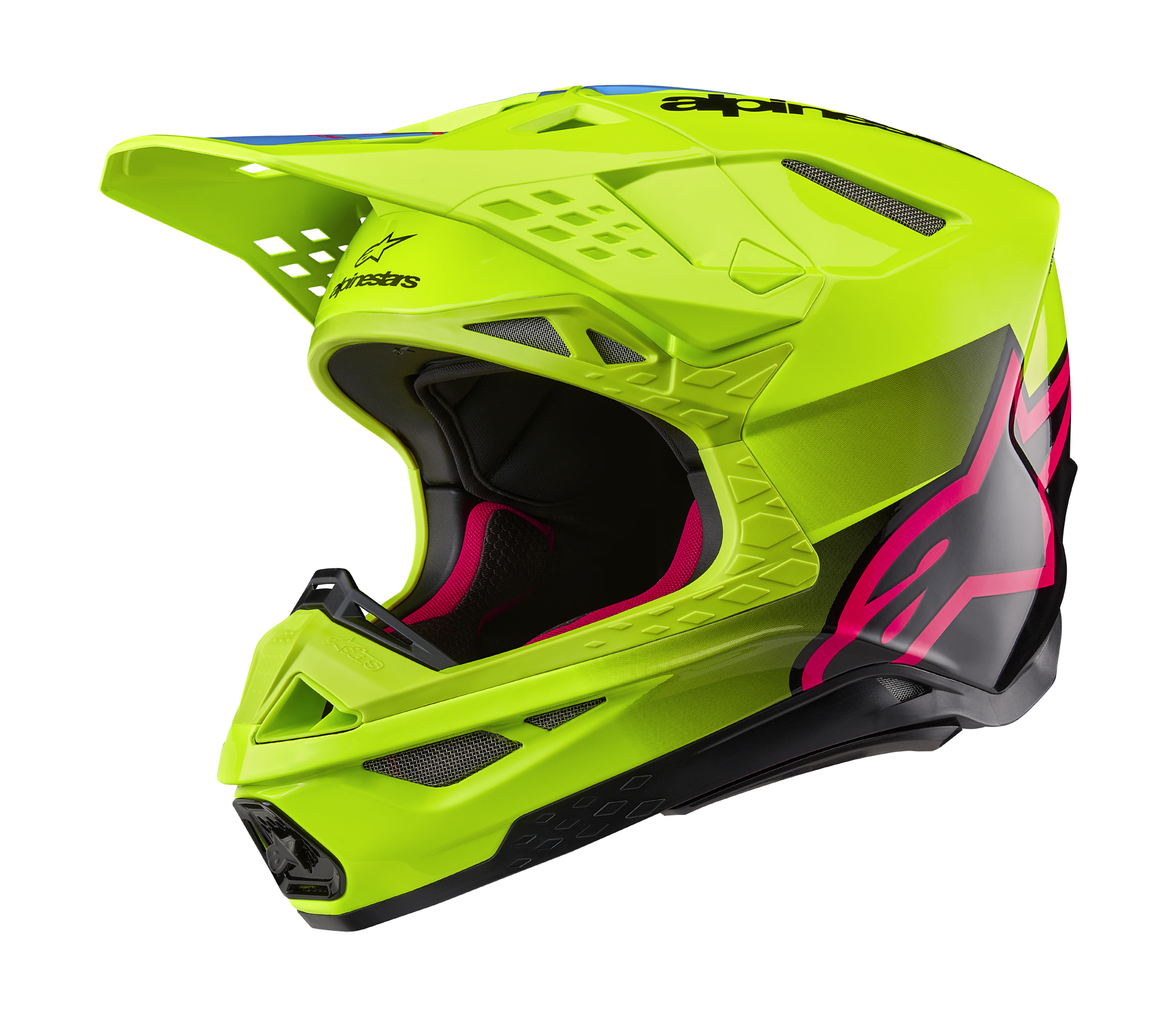 Alpinestars Motocross Helmet S-M10 Unite - Gloss Fluo Yellow / Black / Diva Pink