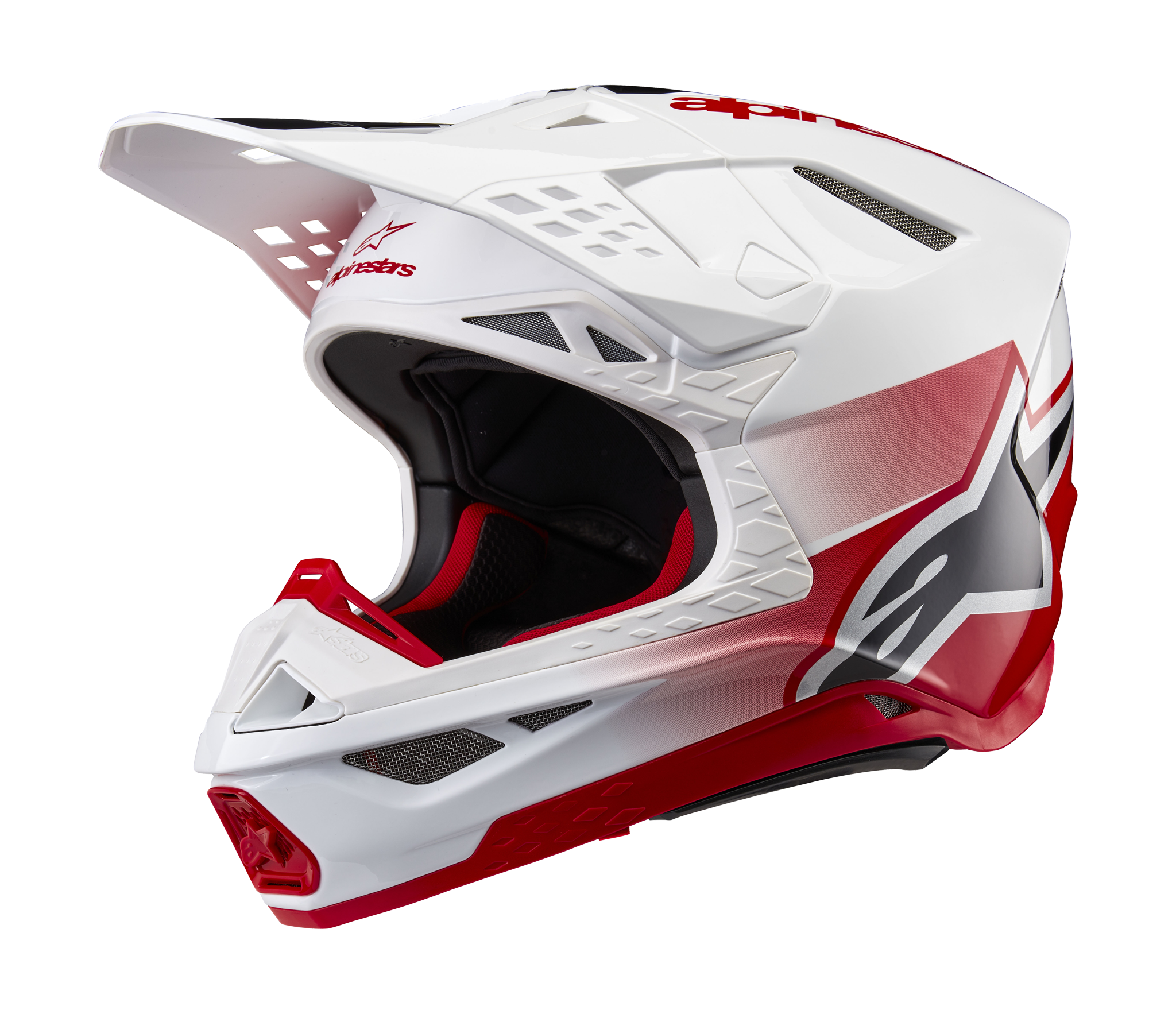 Alpinestars Motocross Helmet S-M10 Unite - Gloss Red / White