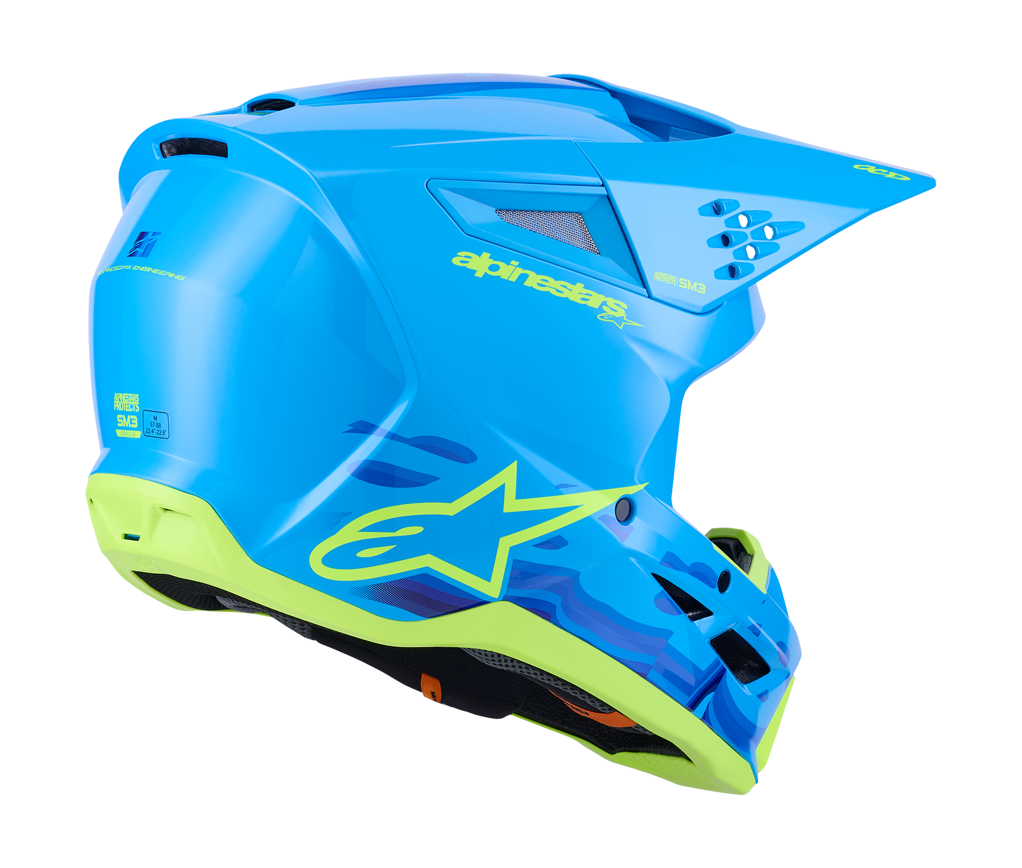 Alpinestars Motocross Helmet S-M3 Force - Cyan
