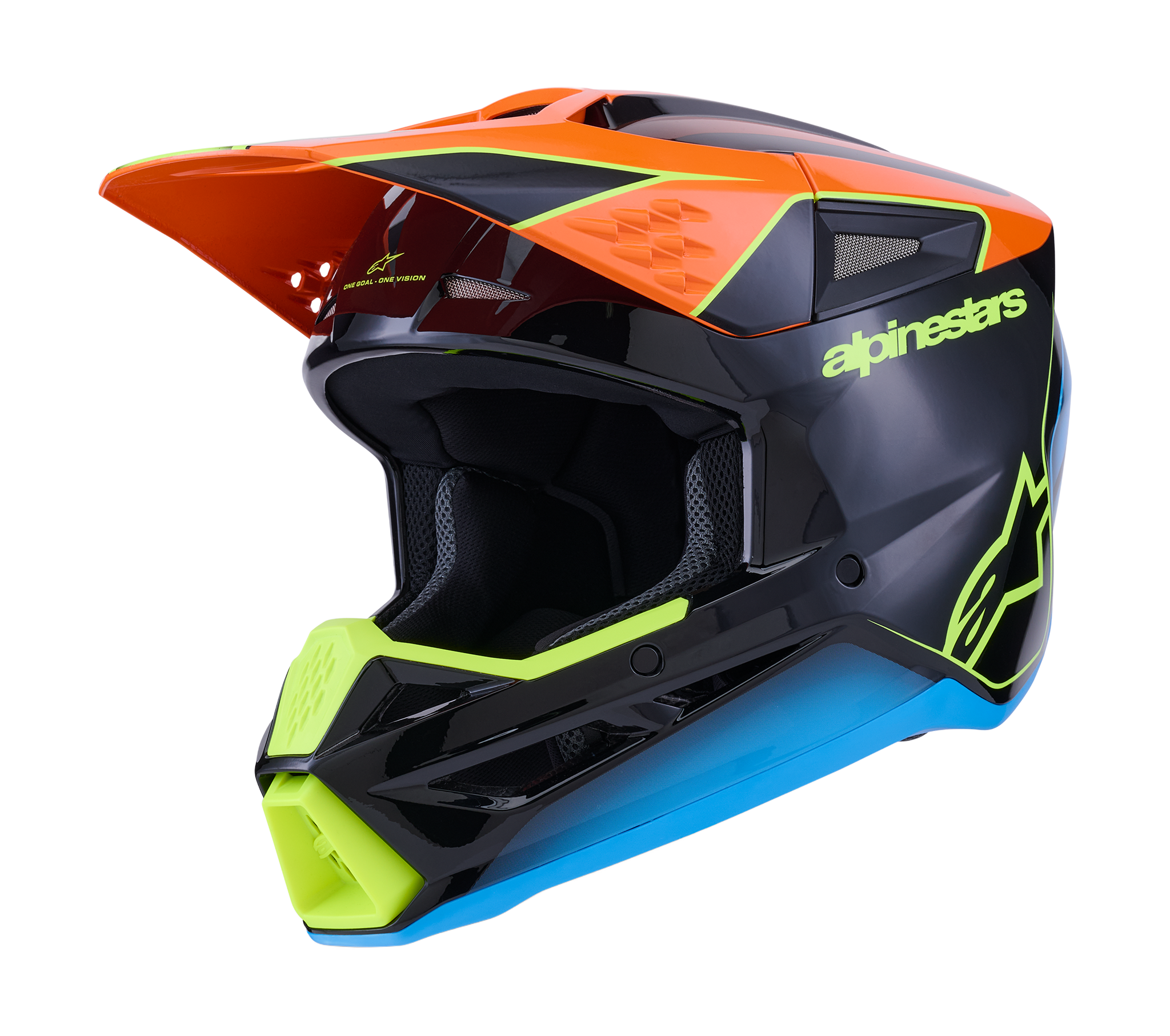 Alpinestars Motocross Helmet S-M3 Fray - Black / Orange / Fluo Yellow
