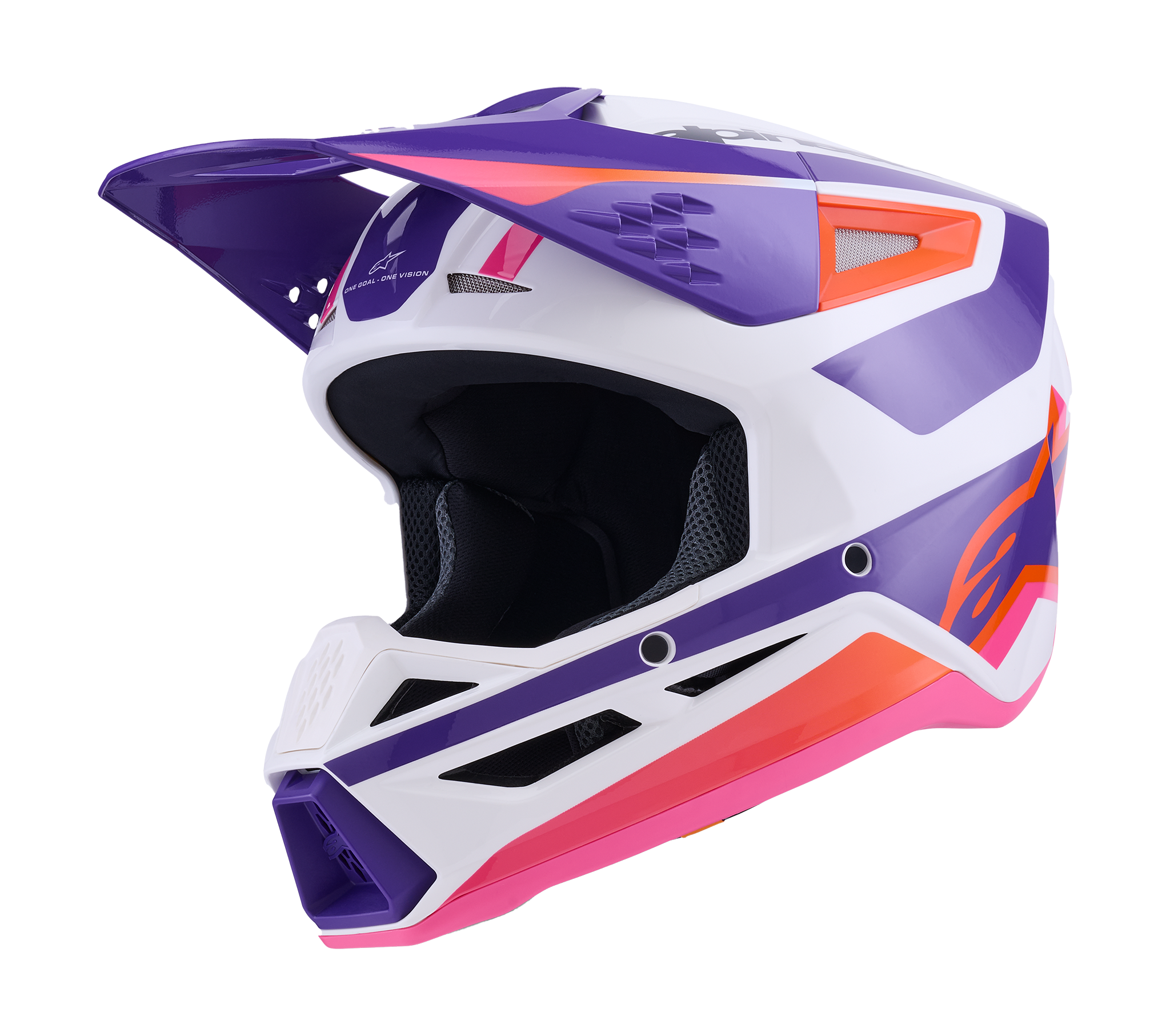 Alpinestars Motocross Helmet S-M3 Heat - White / Purple / Pink