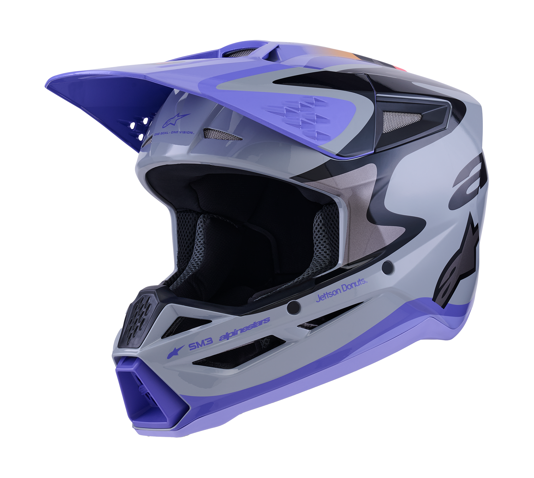 Alpinestars Motocross Helmet S-M3 Jettson - Grey / Purple / Black