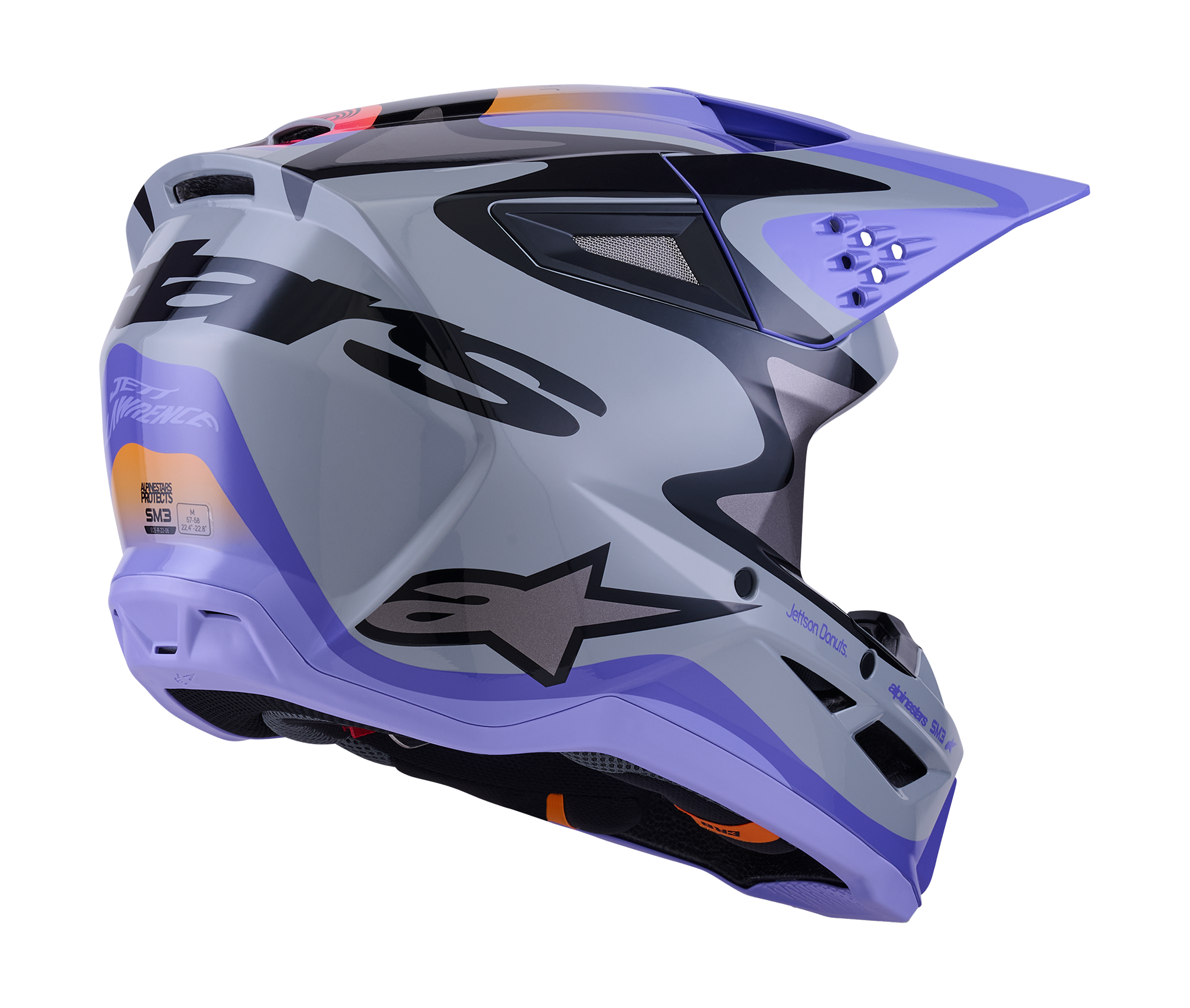 Alpinestars Motocross Helmet S-M3 Jettson - Grey / Purple / Black