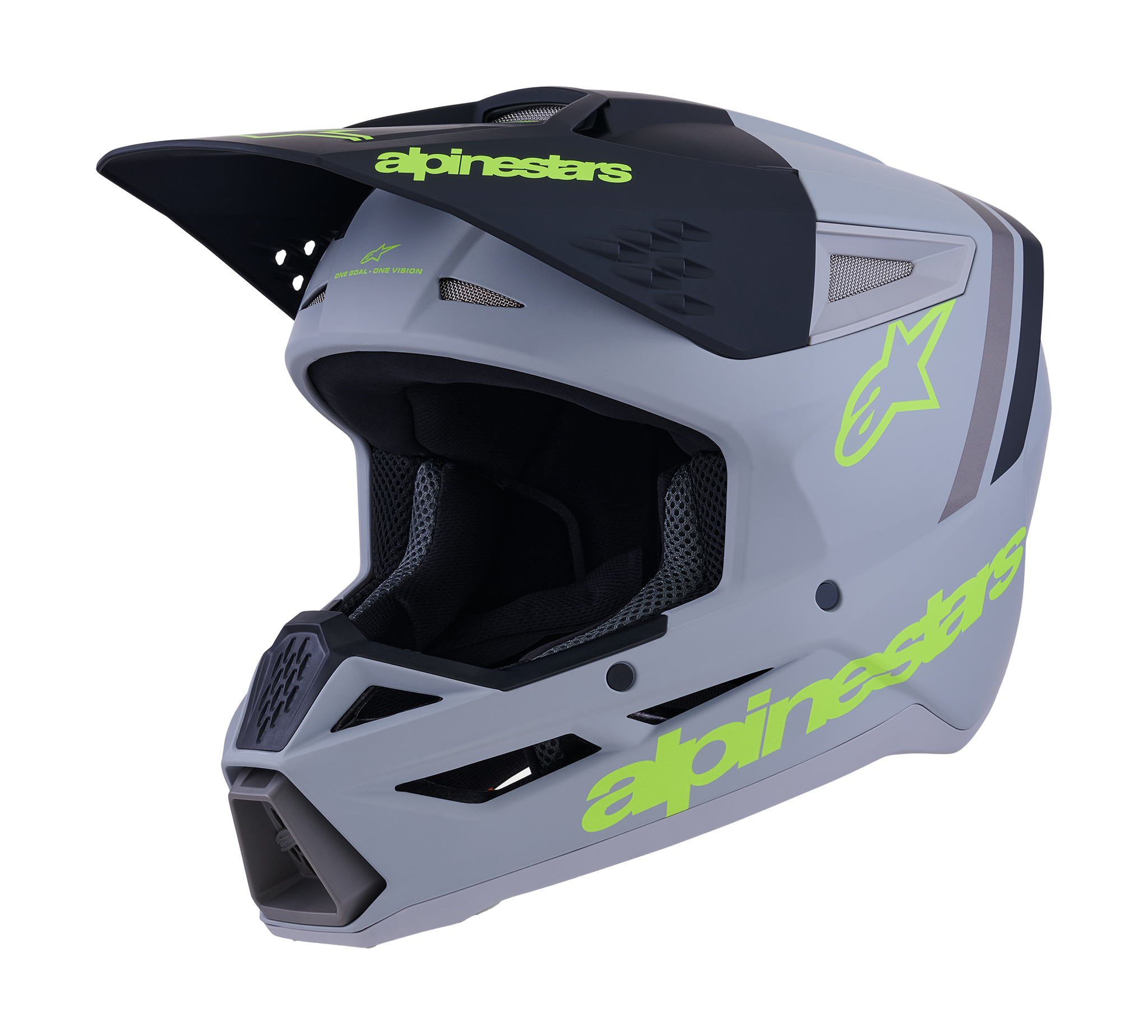 Alpinestars Motocross Helmet S-M3 Radium - Grey / Black / Fluo Yellow