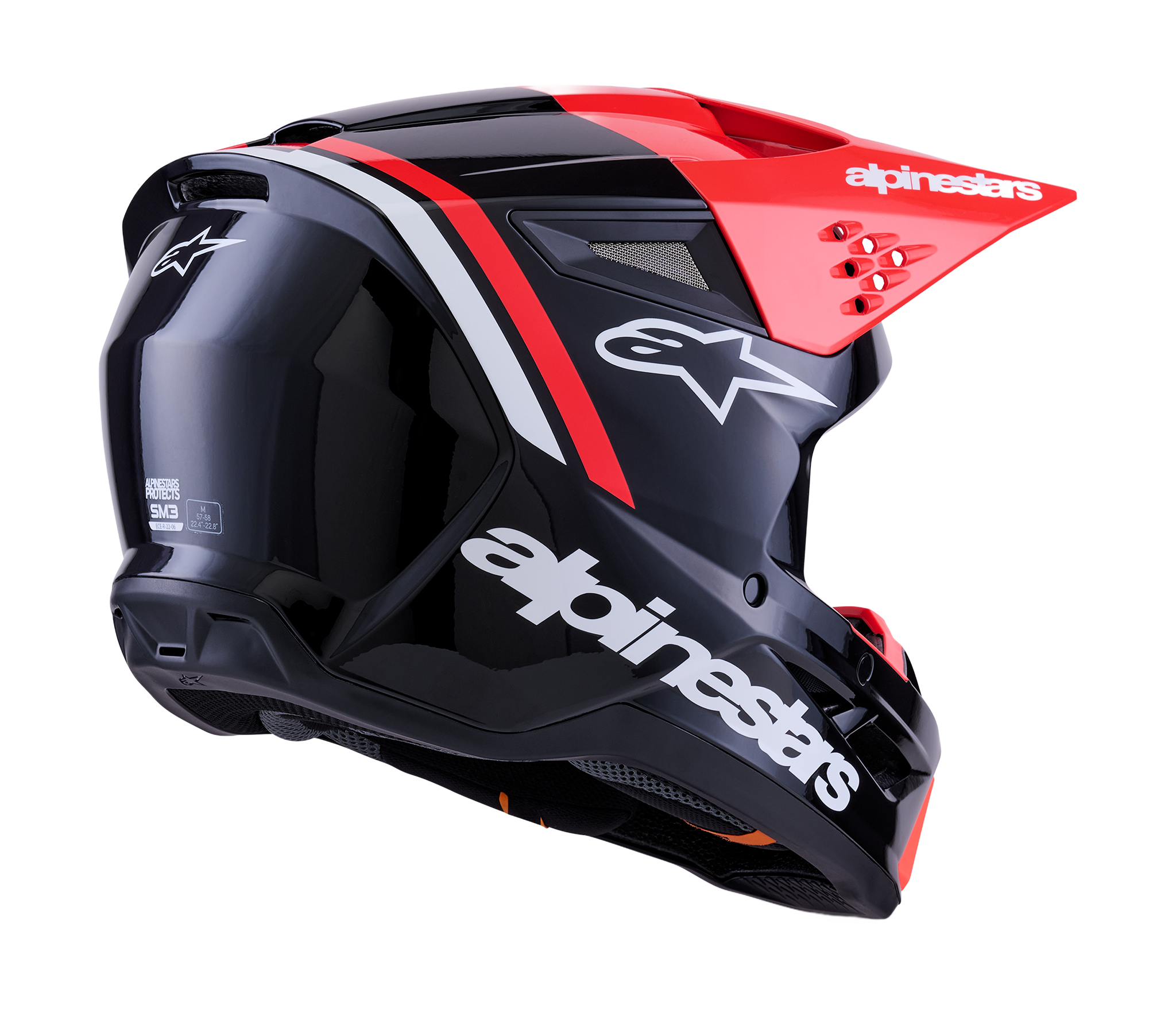 Alpinestars Motocross Helmet S-M3 Radium - Black / Fluo Red / White