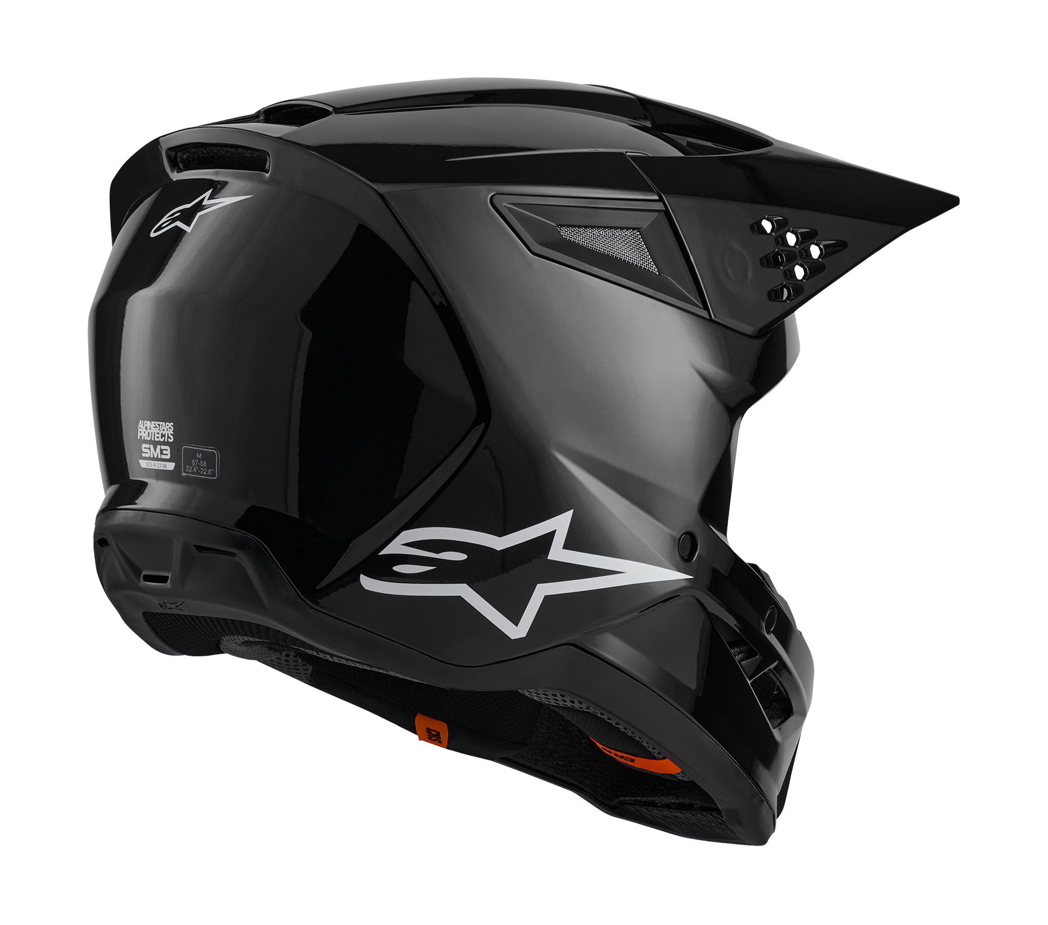 Alpinestars Motocross Helmet S-M3 Solid - Gloss Black