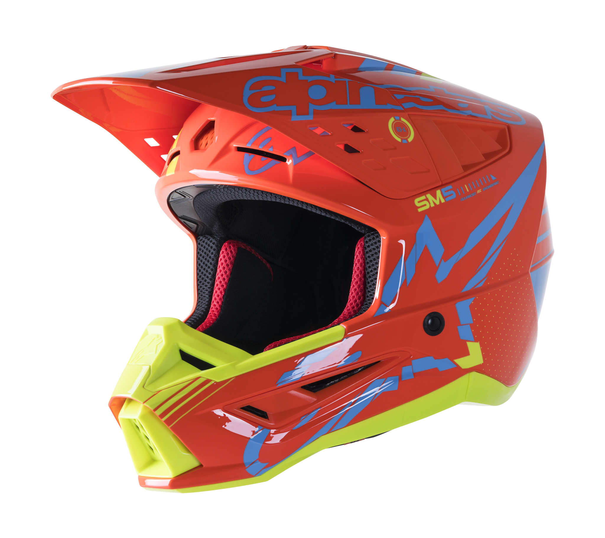 Alpinestars Motocross Helmet S-M5 22.05 Action - Fluo Orange / Cyan / Fluo Yellow