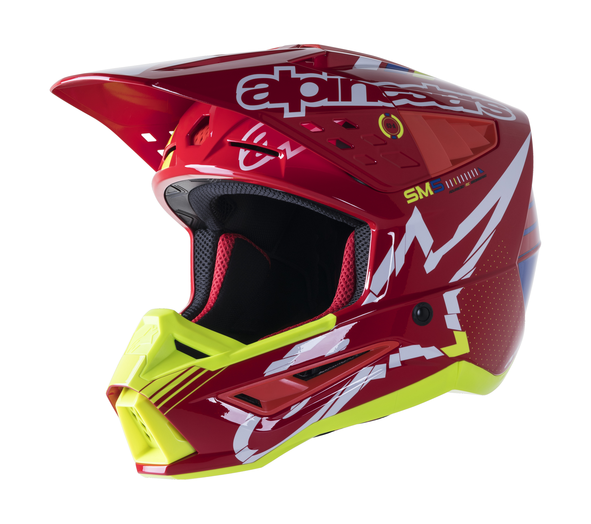 Alpinestars Motocross Helmet S-M5 22.05 Action - Red / White / Fluo Yellow