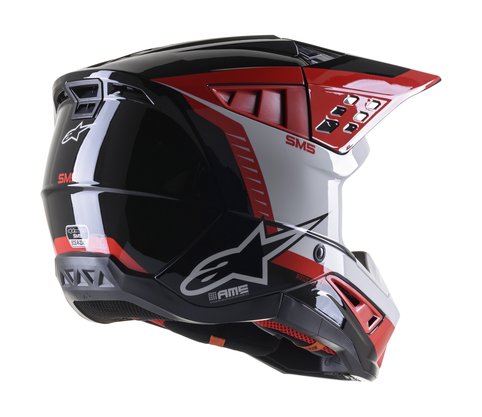 Alpinestars Motocross Helmet S-M5 22.05 Beam - Black / Grey / Red