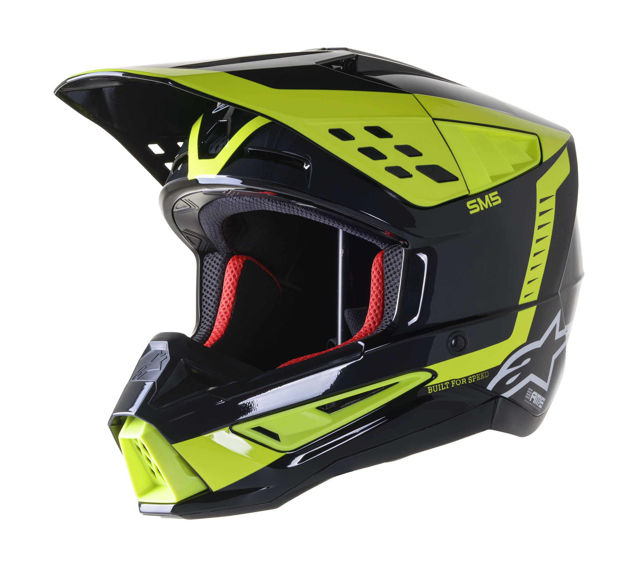 Alpinestars Motocross Helmet S-M5 22.05 Beam - Black / White / Grey / Fluo Yellow