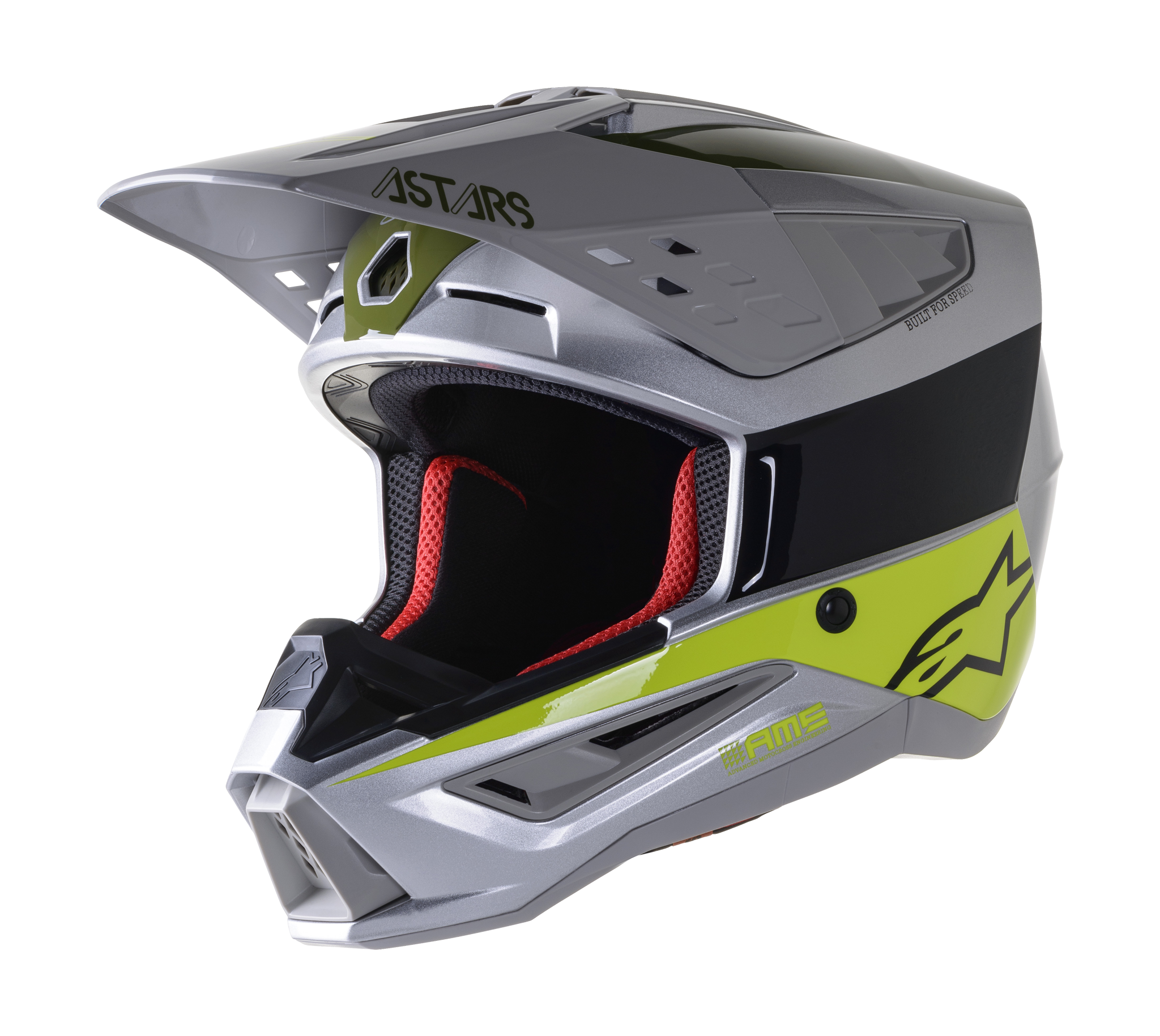 Alpinestars Motocross Helmet S-M5 22.05 Bond - Silver / Black / Fluo Yellow / Green