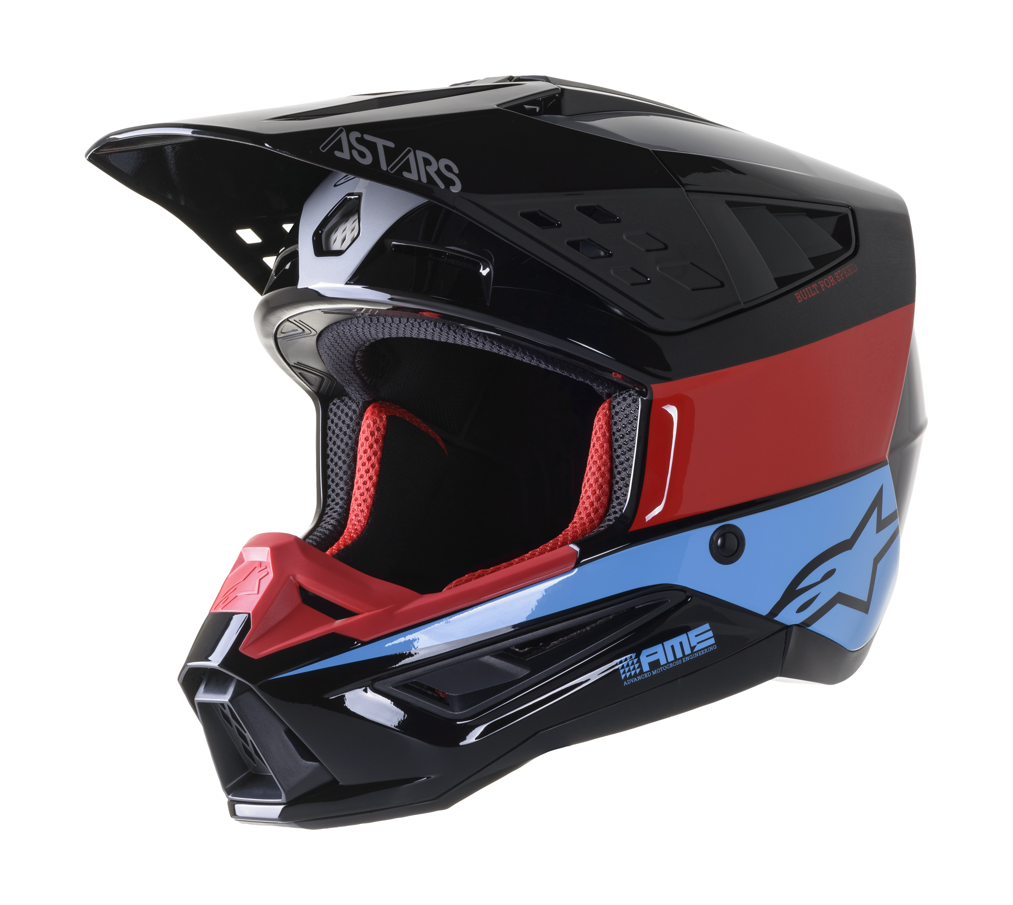 Alpinestars Motocross Helmet S-M5 22.05 Bond - Black / Red / Cyan / Silver