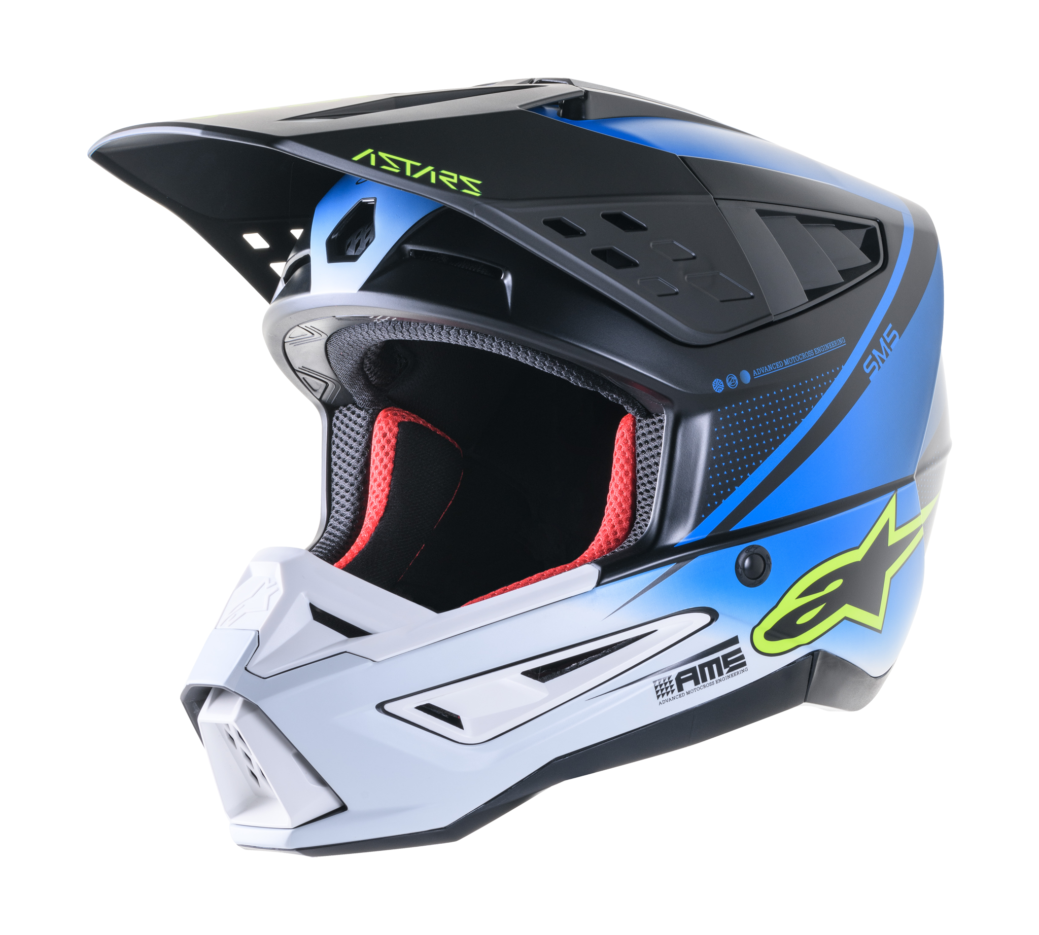 Alpinestars Motocross Helmet S-M5 22.05 Rayon - Nightlife / Ucla Blue / White