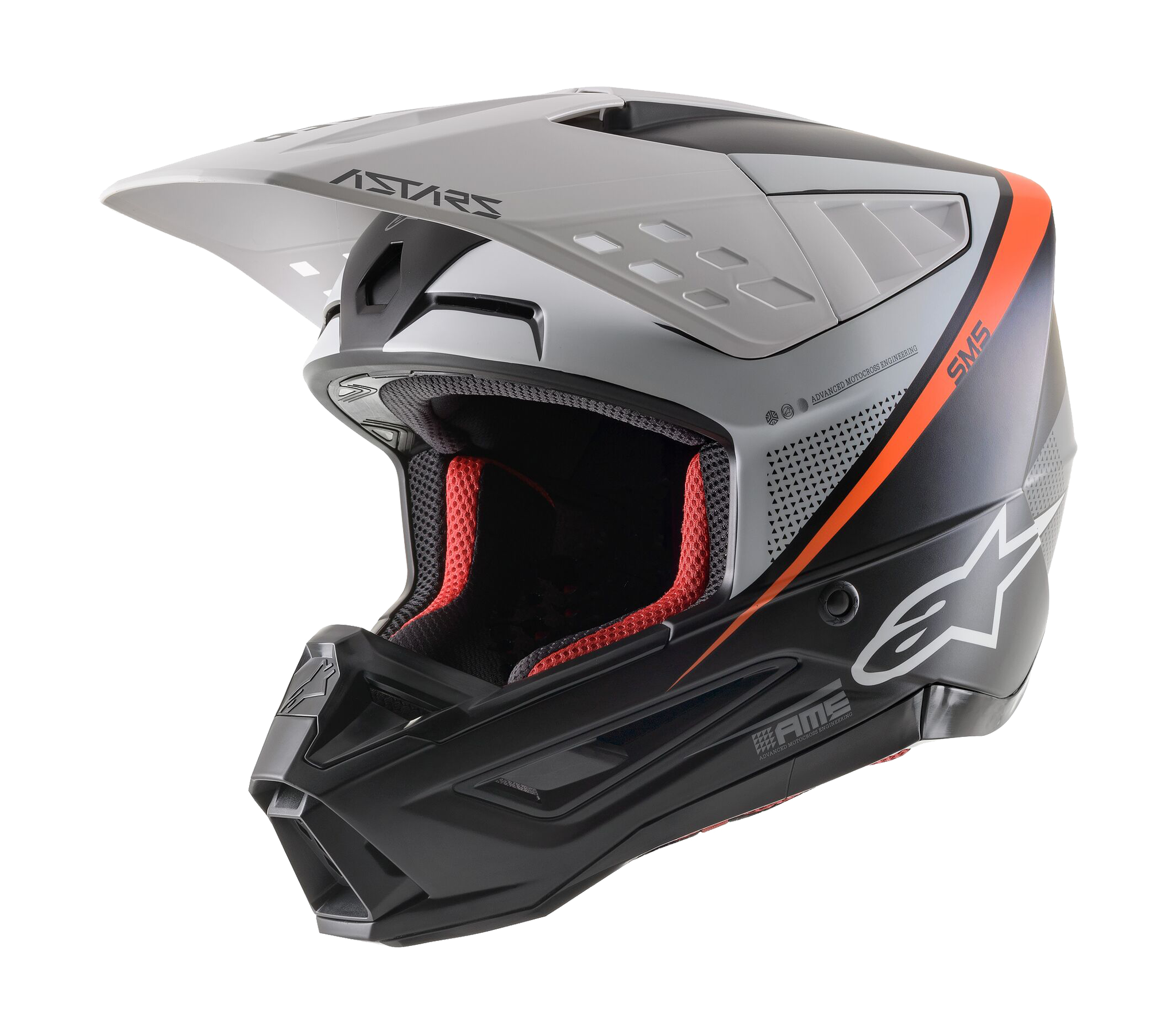Alpinestars Motocross Helmet S-M5 22.05 Rayon - Black / Grey / Fluo Orange