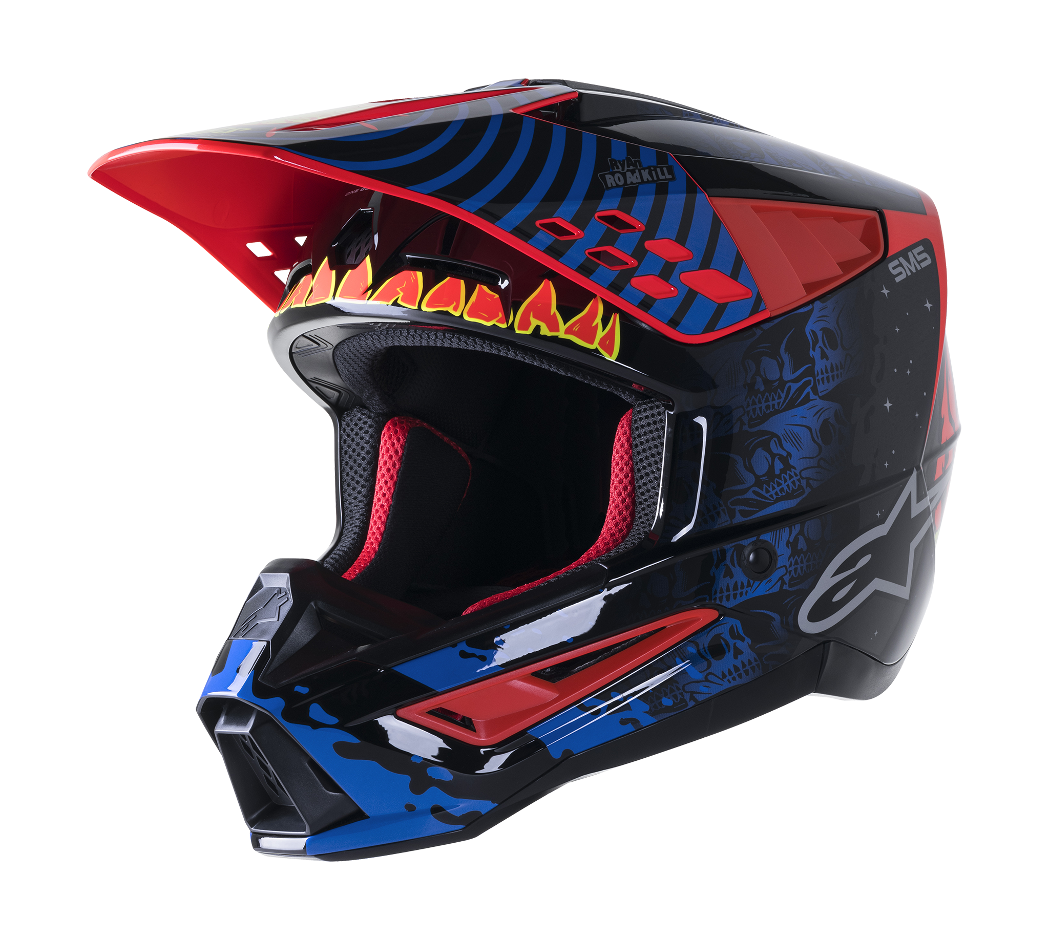 Alpinestars Motocross Helmet S-M5 22.05 Solar Flare - Black / Blue / Fluo Red