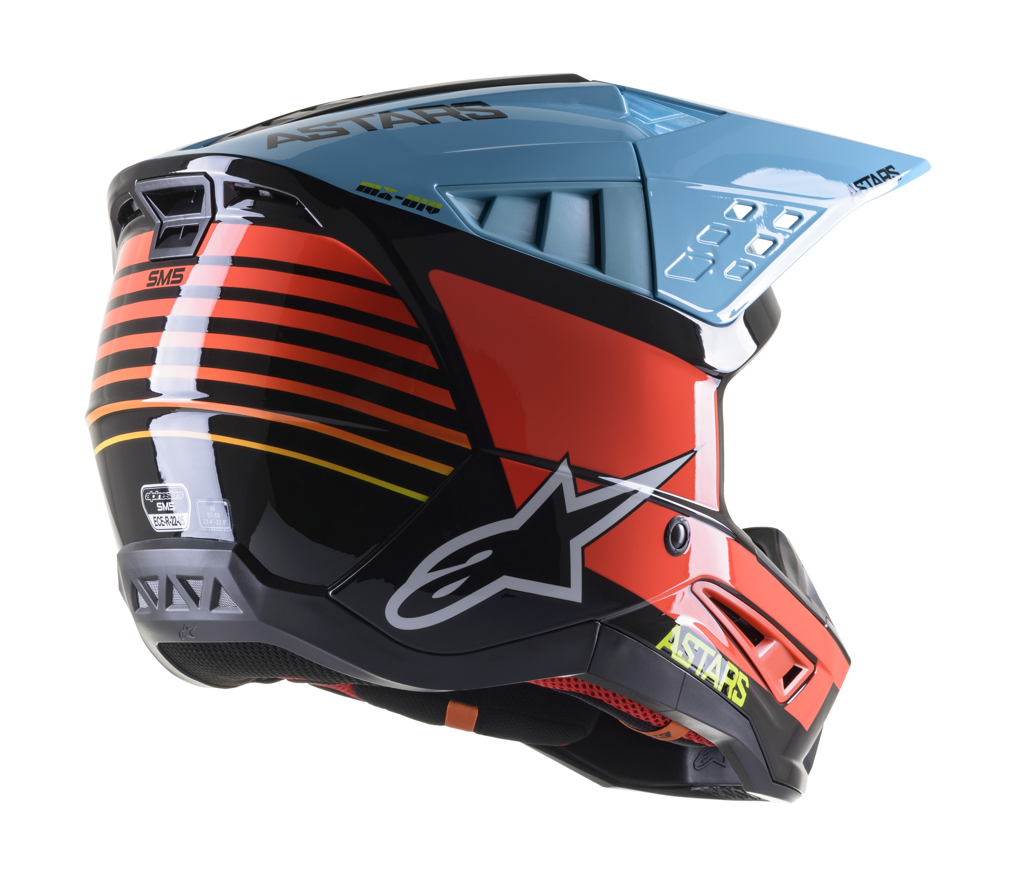 Alpinestars Motocross Helmet S-M5 22.05 Speed - Black / Blue / Red / Yellow