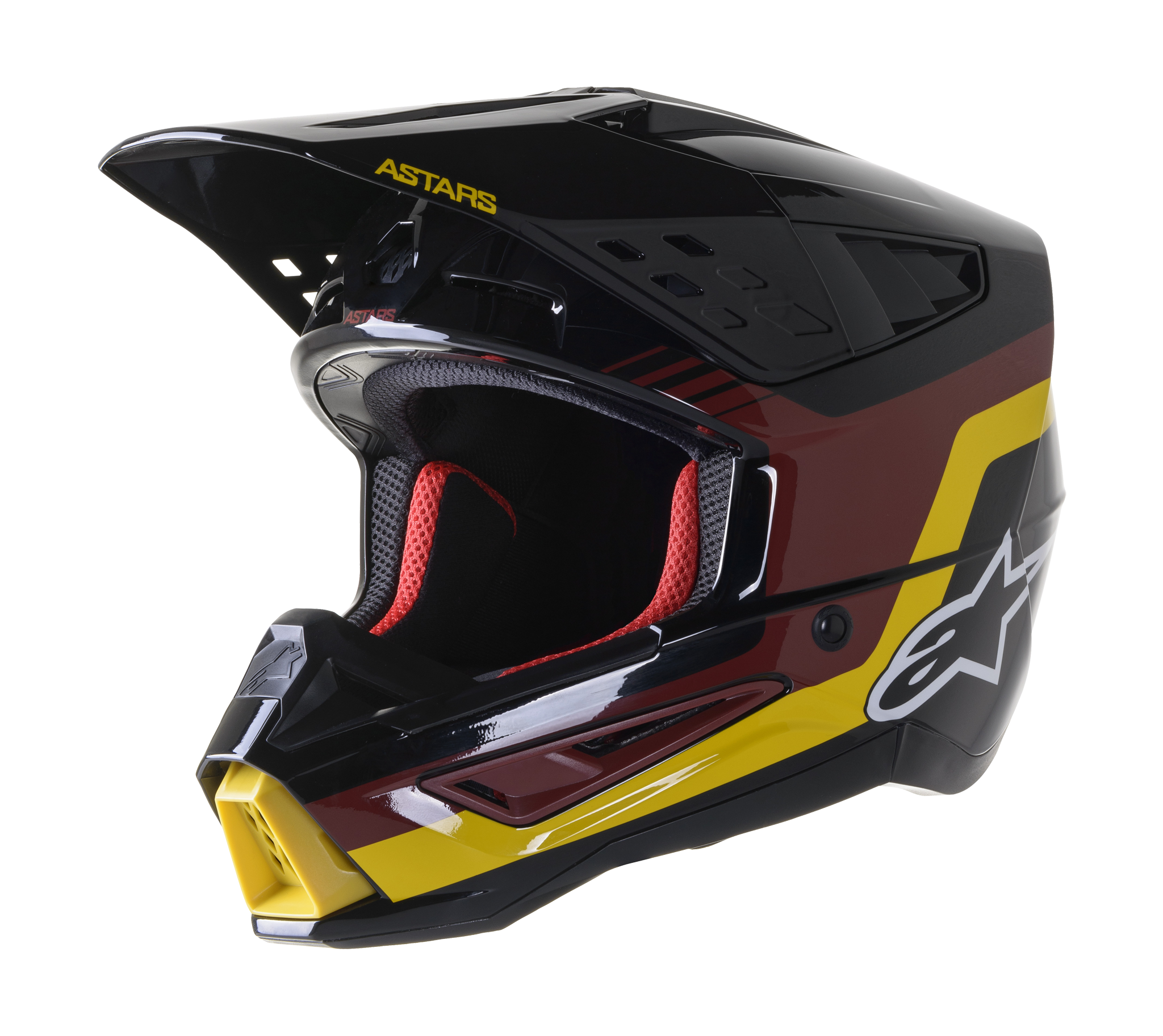 Alpinestars Motocross Helmet S-M5 22.05 Venture - Black / Bordeaux / Yellow / White