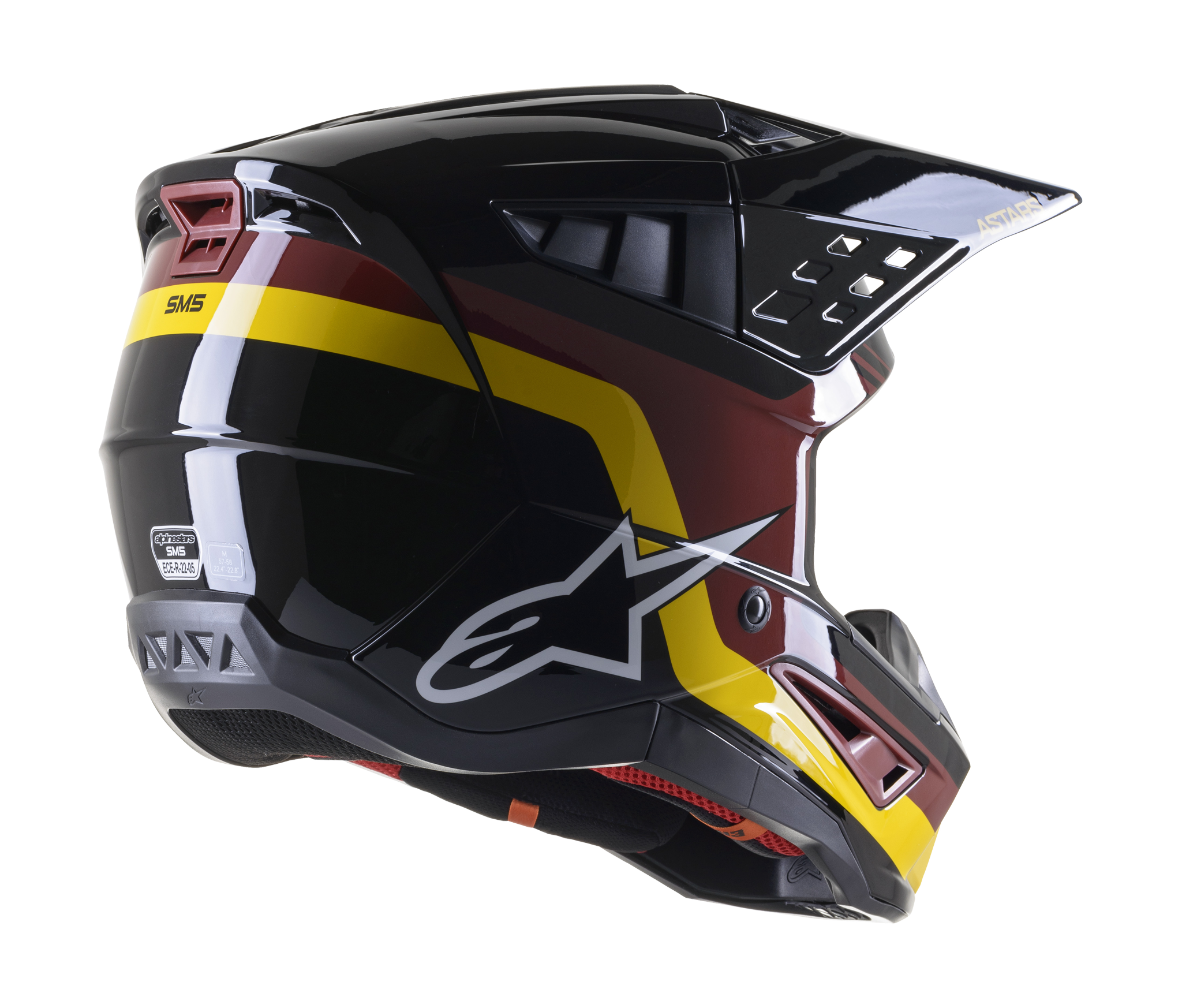 Alpinestars Motocross Helmet S-M5 22.05 Venture - Black / Bordeaux / Yellow / White