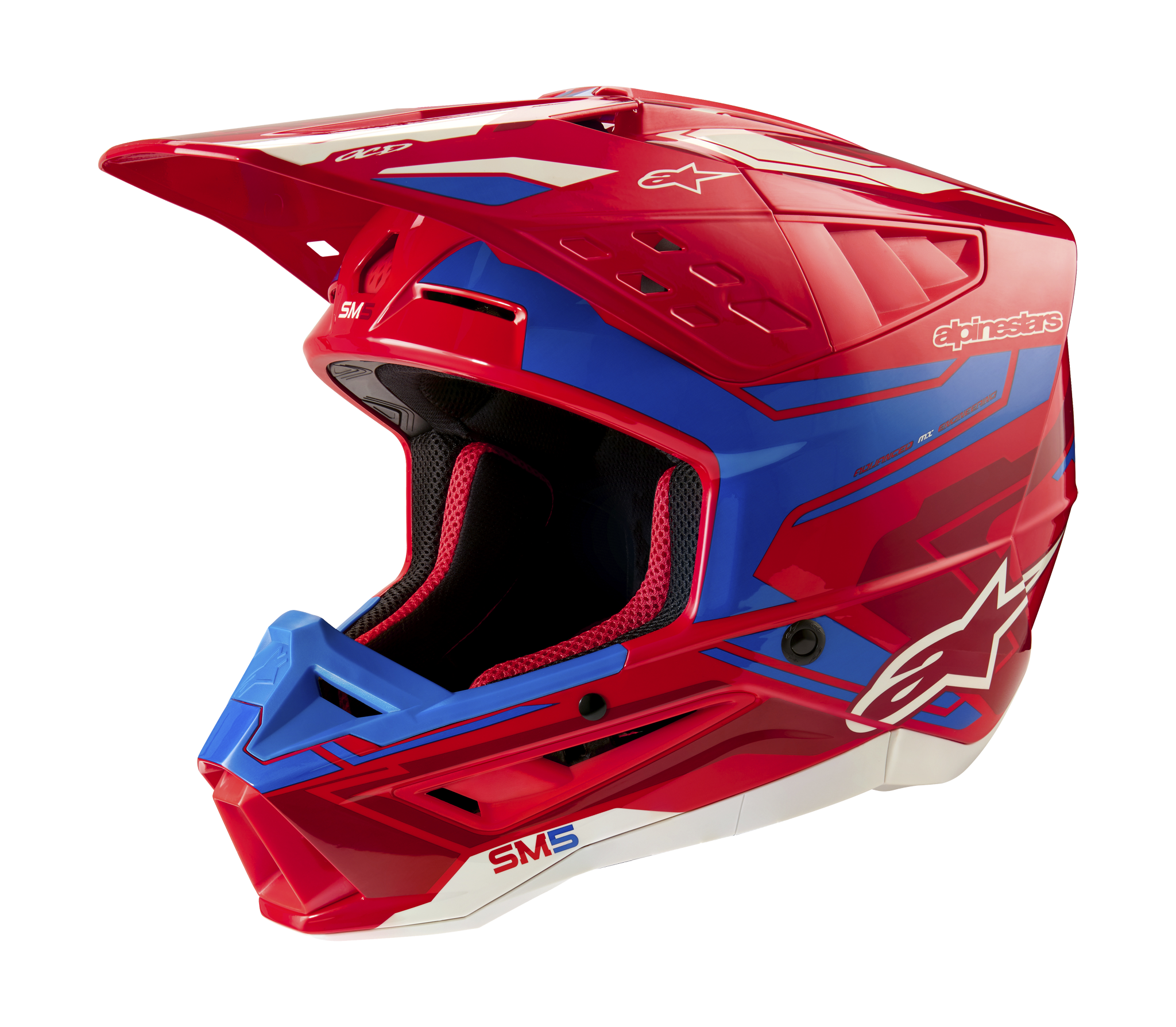 Alpinestars Motocross Helmet S-M5 Action 2 - Gloss Red / Blue