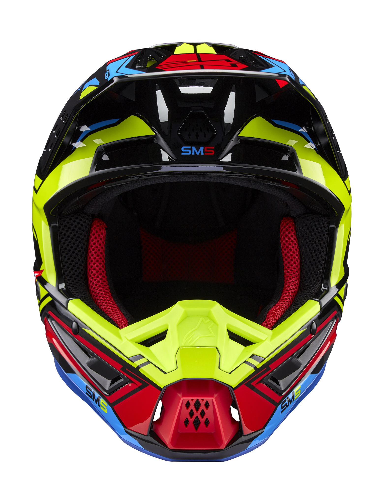 Alpinestars Motocross Helmet S-M5 Action 2 - Gloss Black / Fluo Yellow / Red