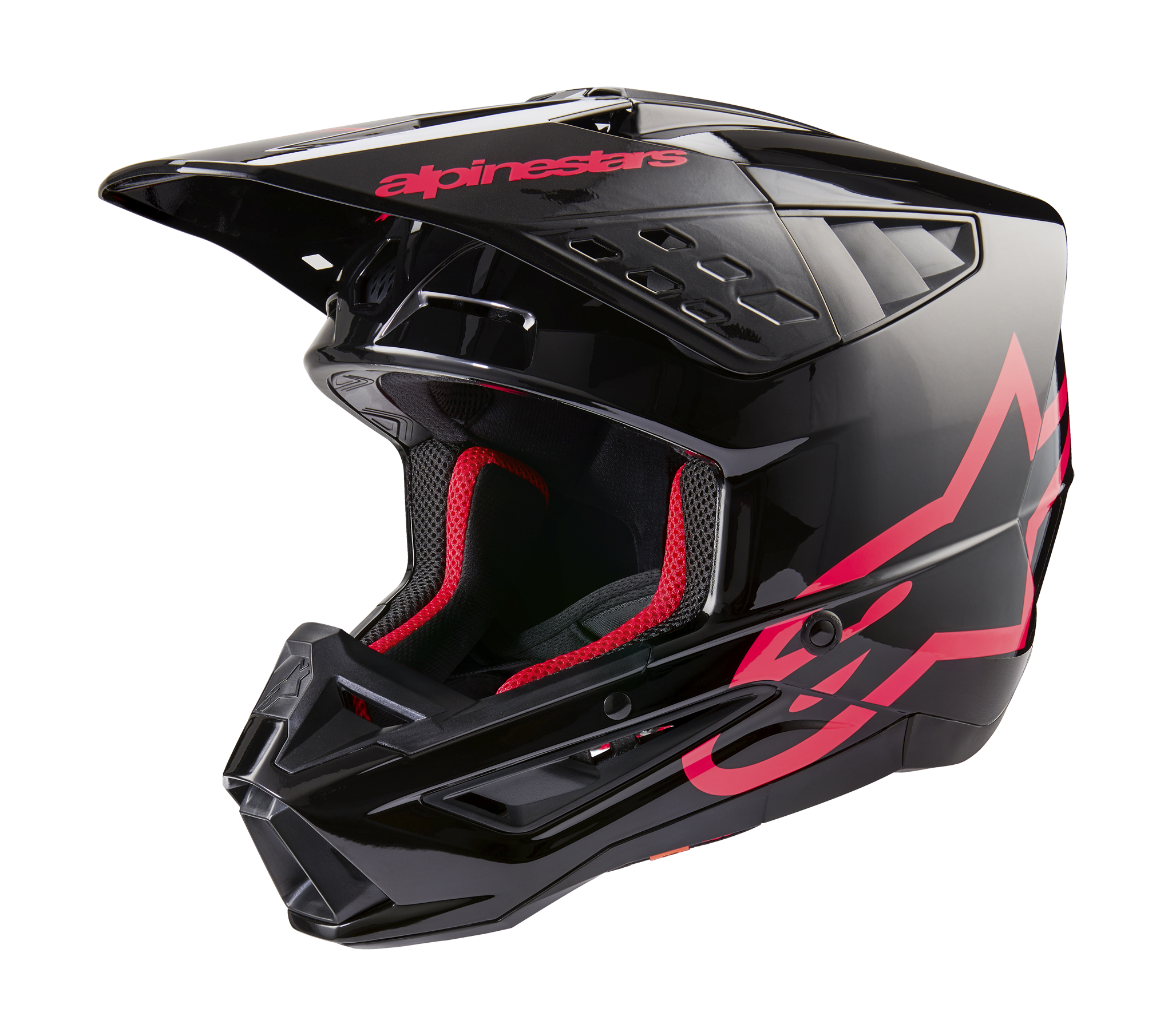 Alpinestars Motocross Helmet S-M5 Corp - Gloss Black / Diva Pink