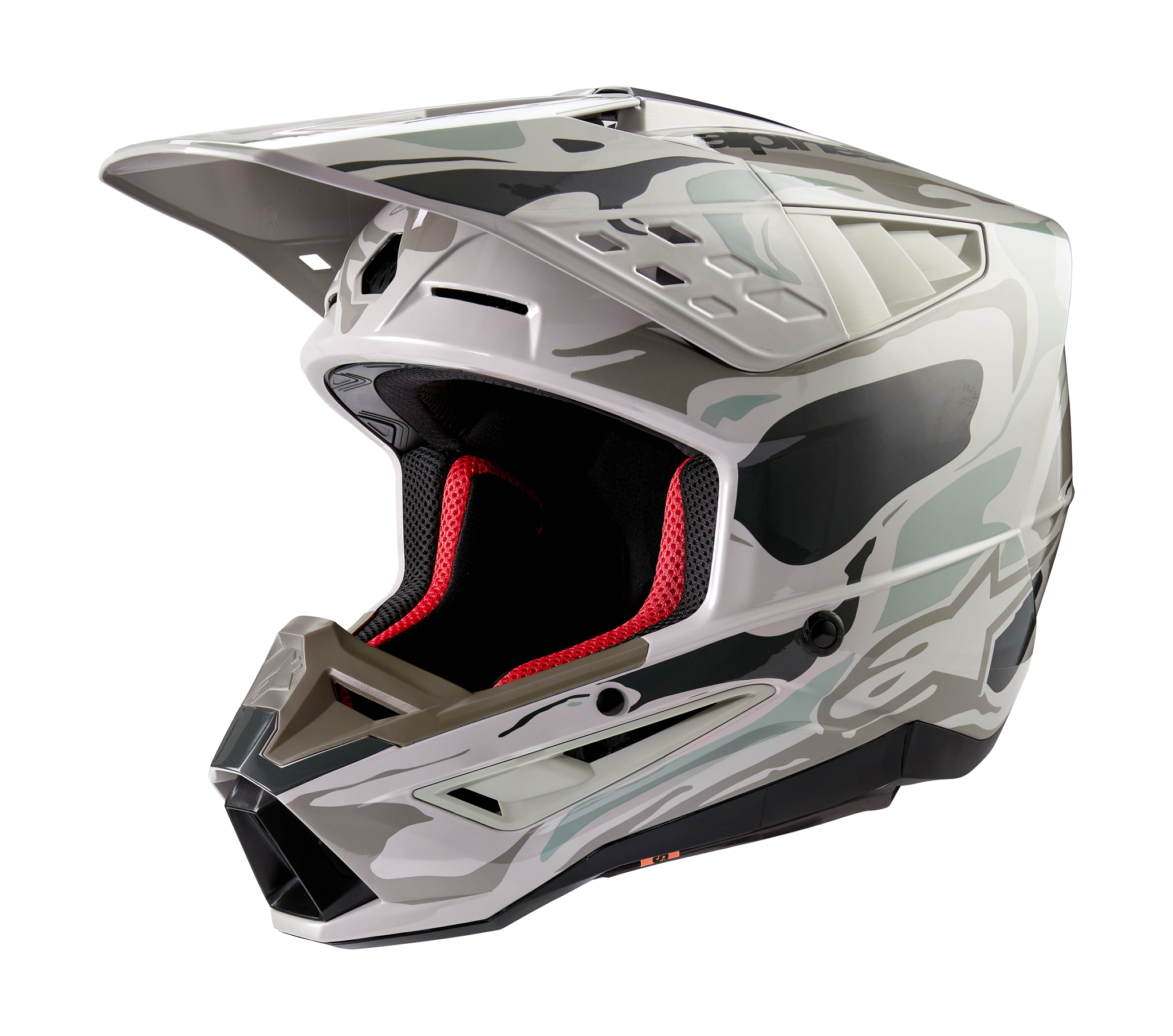 Alpinestars Motocross Helmet S-M5 Mineral - Gloss Grey / Green