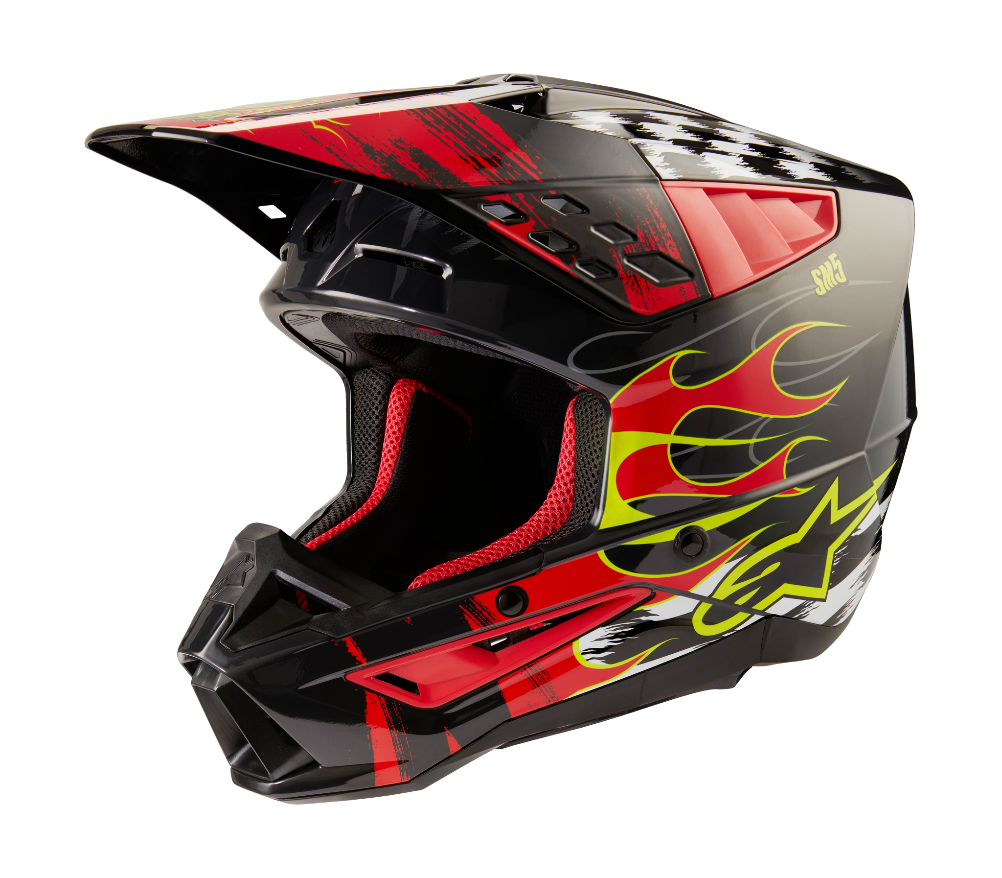 Alpinestars Motocross Helmet S-M5 Rash - Gloss Dark Grey / Red