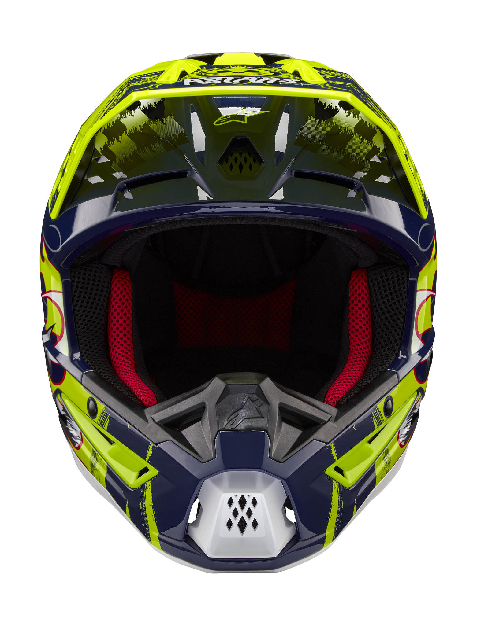 Alpinestars Motocross Helmet S-M5 Rash - Gloss Dark Navy / Fluo Yellow