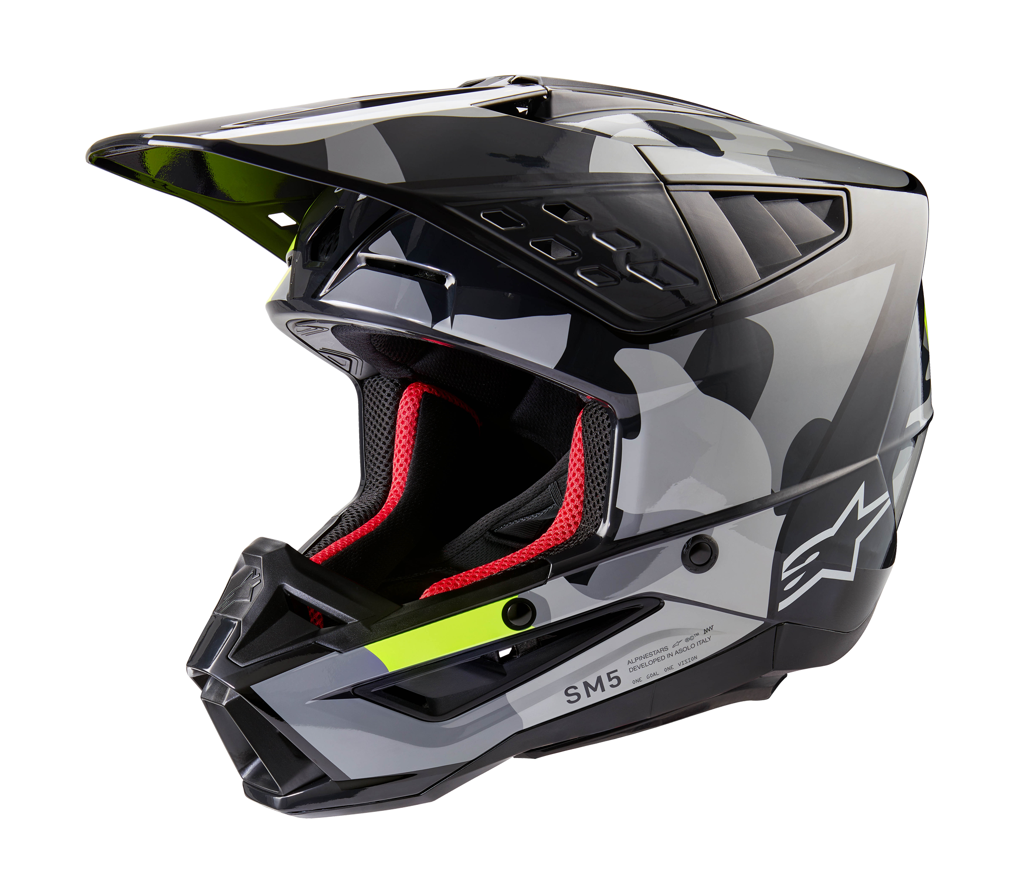 Alpinestars Motocross Helmet S-M5 Rover 2 - Gloss Dark Grey / Fluo Yellow