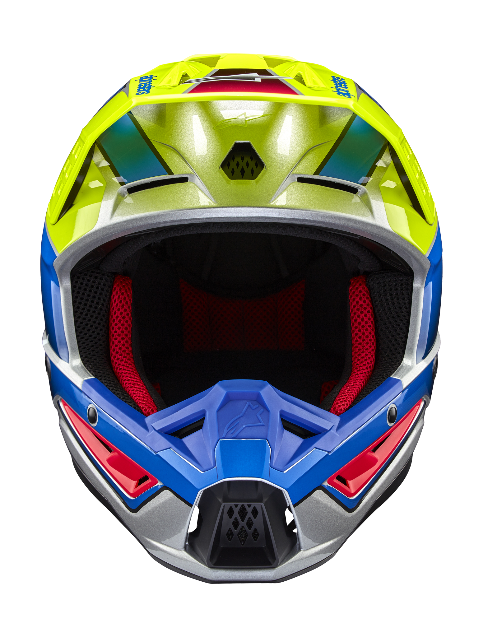 Alpinestars Motocross Helmet S-M5 Sail - Gloss Fluo Yellow / Blue / Silver
